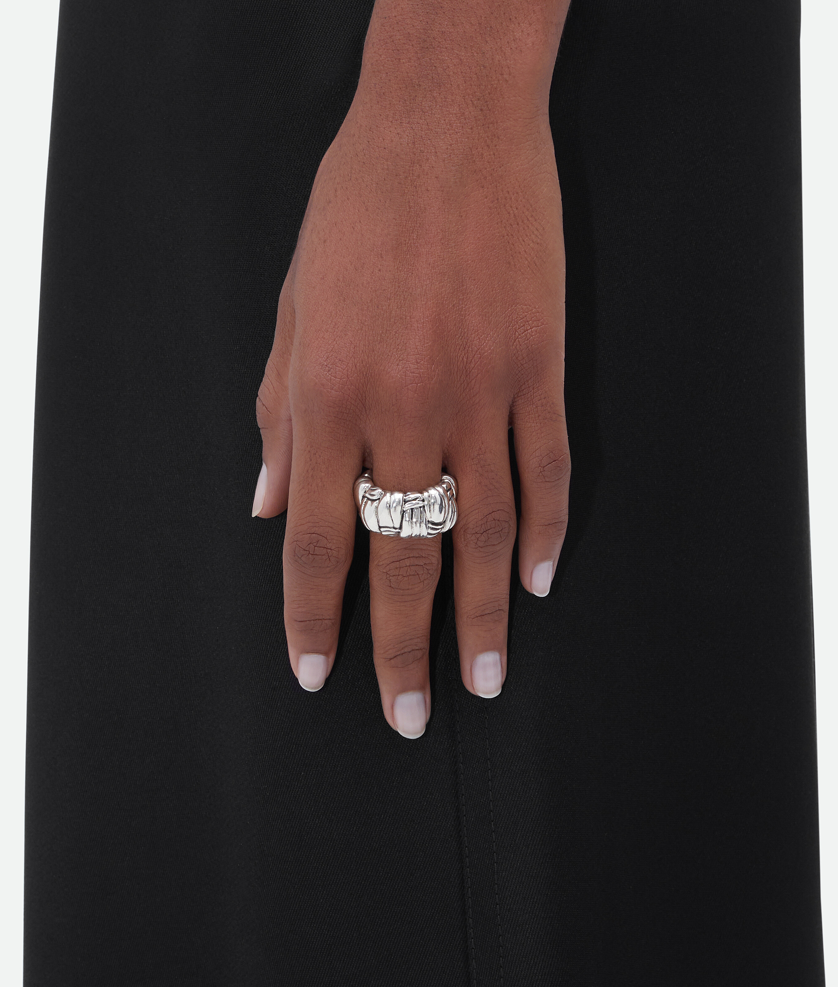 Bottega Veneta Pleat Ring - Silver - Woman - Q