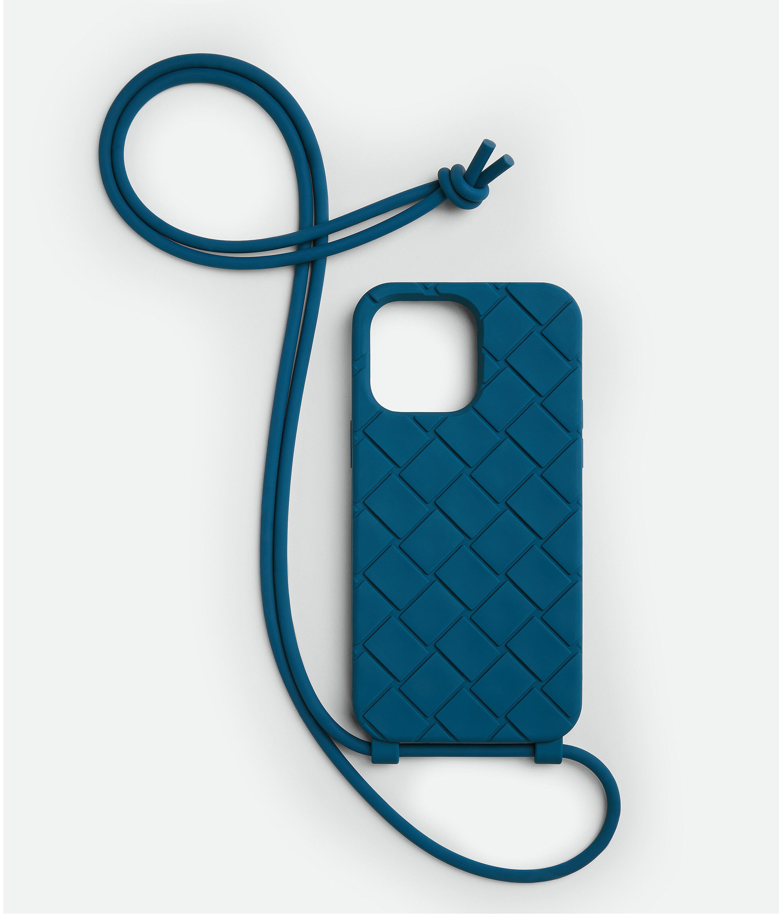 Bottega Veneta® Men's iPhone 14 Pro Max Case On Strap in Deep