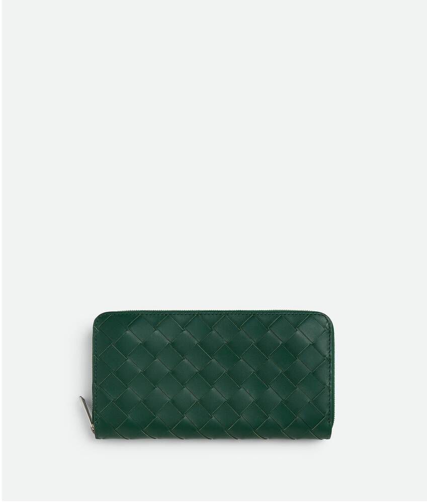 Bottega Veneta® Men's Intrecciato Zip Around Wallet in Emerald