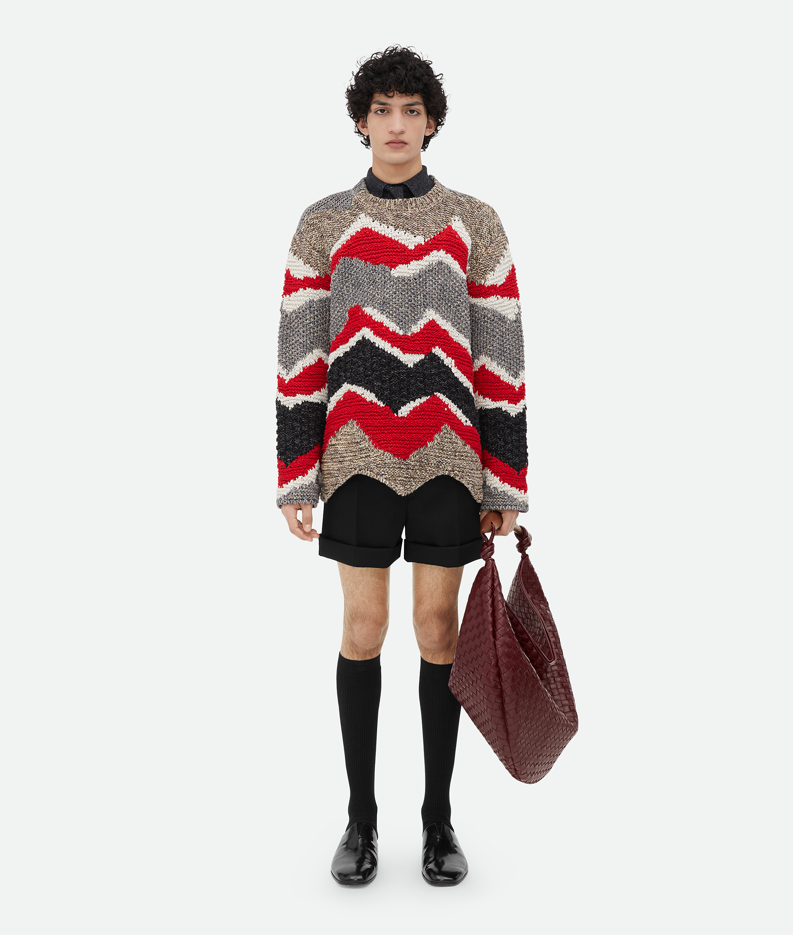 Shop Bottega Veneta Baumwollpullover Mit Zickzack-muster In Multicolor