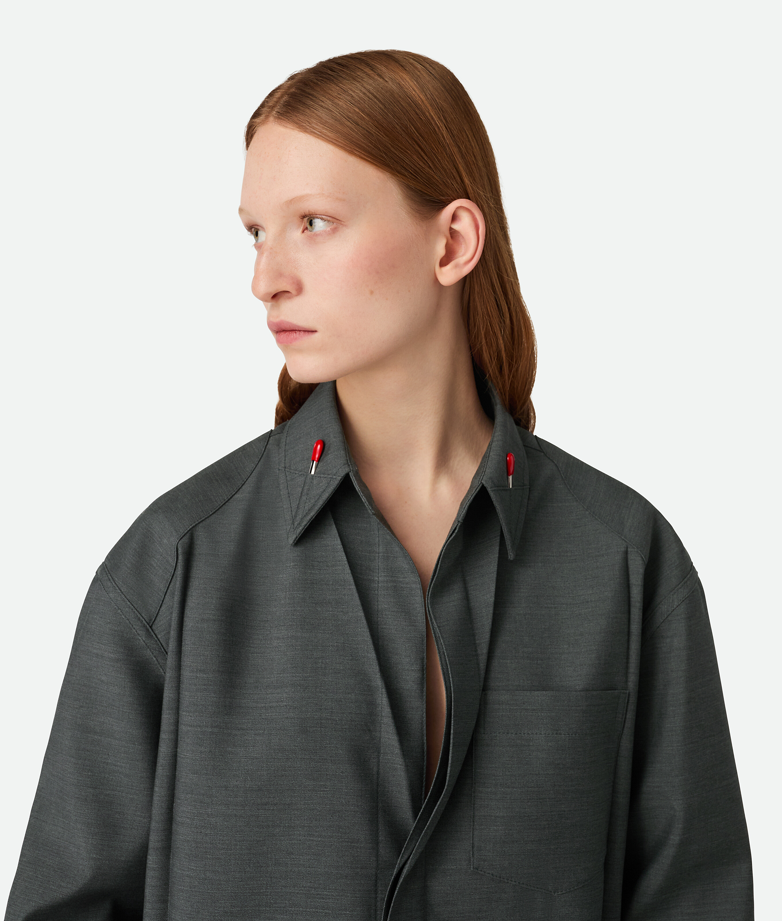 Bottega Veneta Hemd Aus Leichter Wolle In Dark Grey Melange