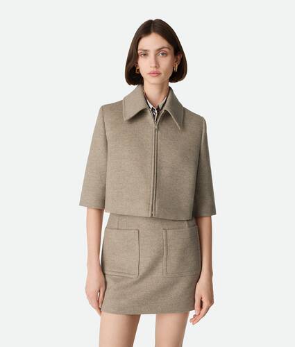 Afficher une grande image du produit 1 - Veste cropped en laine et cachemire