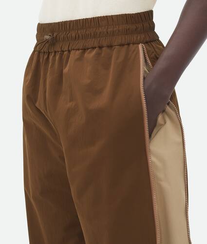 Contrasting Zipper Tech Nylon Pants