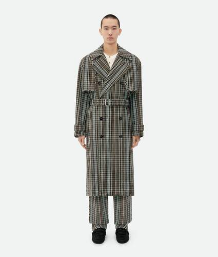 Cotton Check Trench Coat