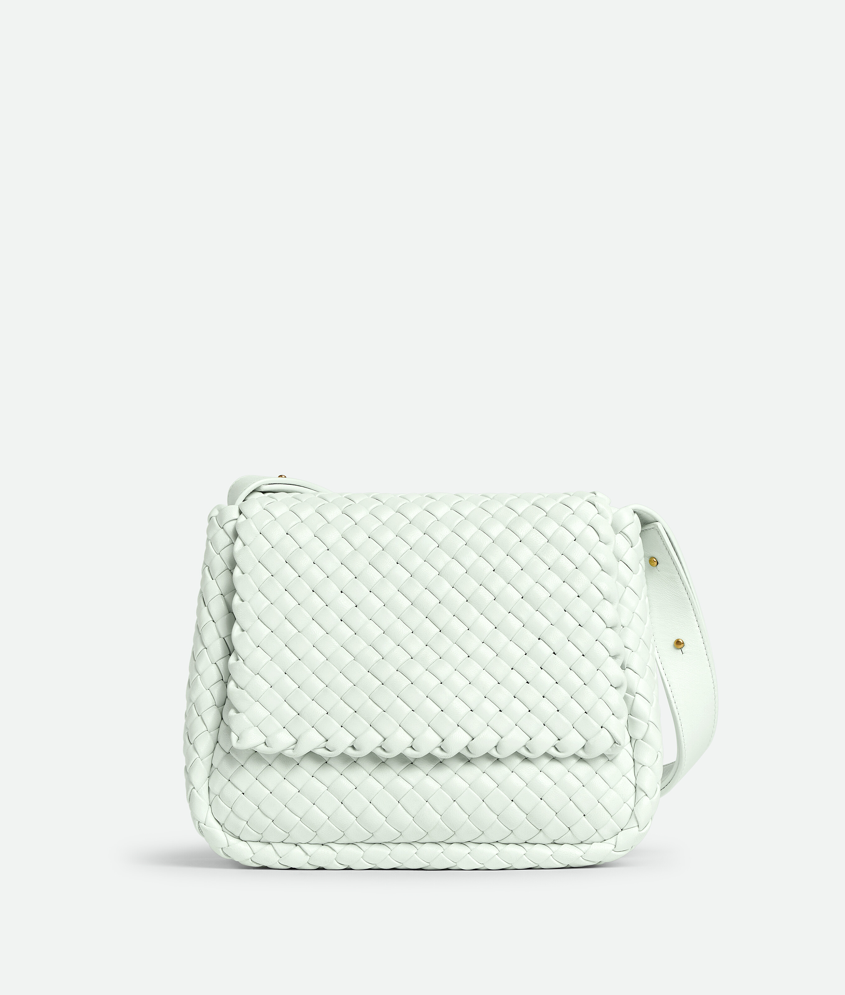 Bottega Veneta Cobble Small Intrecciato-leather Shoulder Bag In White