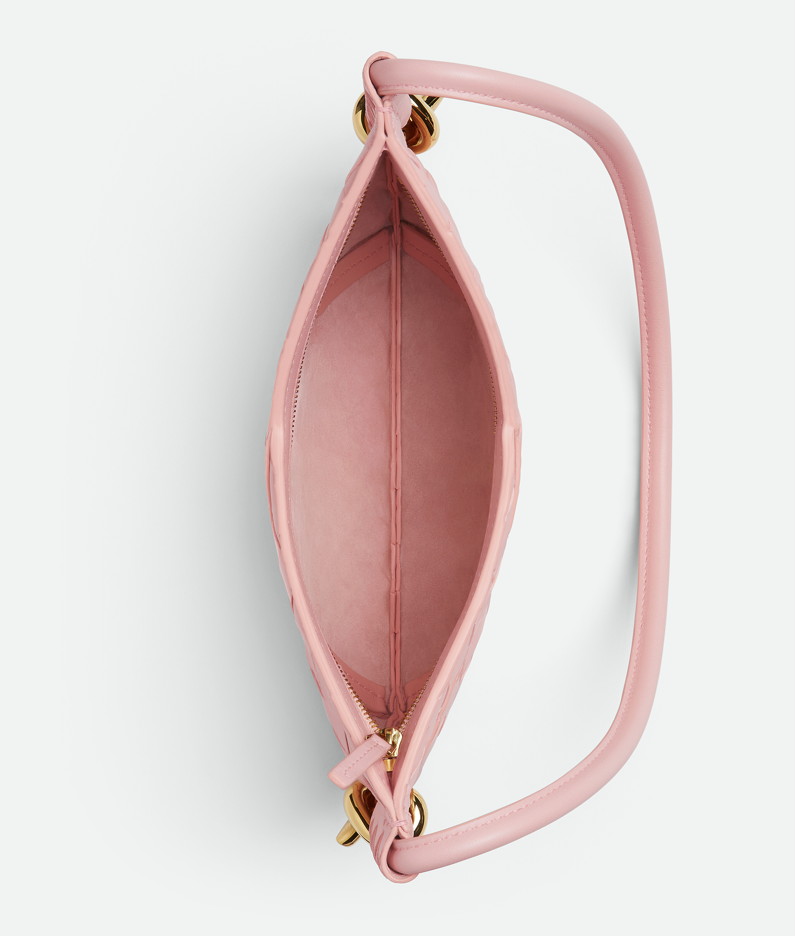 Bottega Veneta Mini Solstice Intrecciato Leather Hobo Bag In 6858 Rose-muse Brass