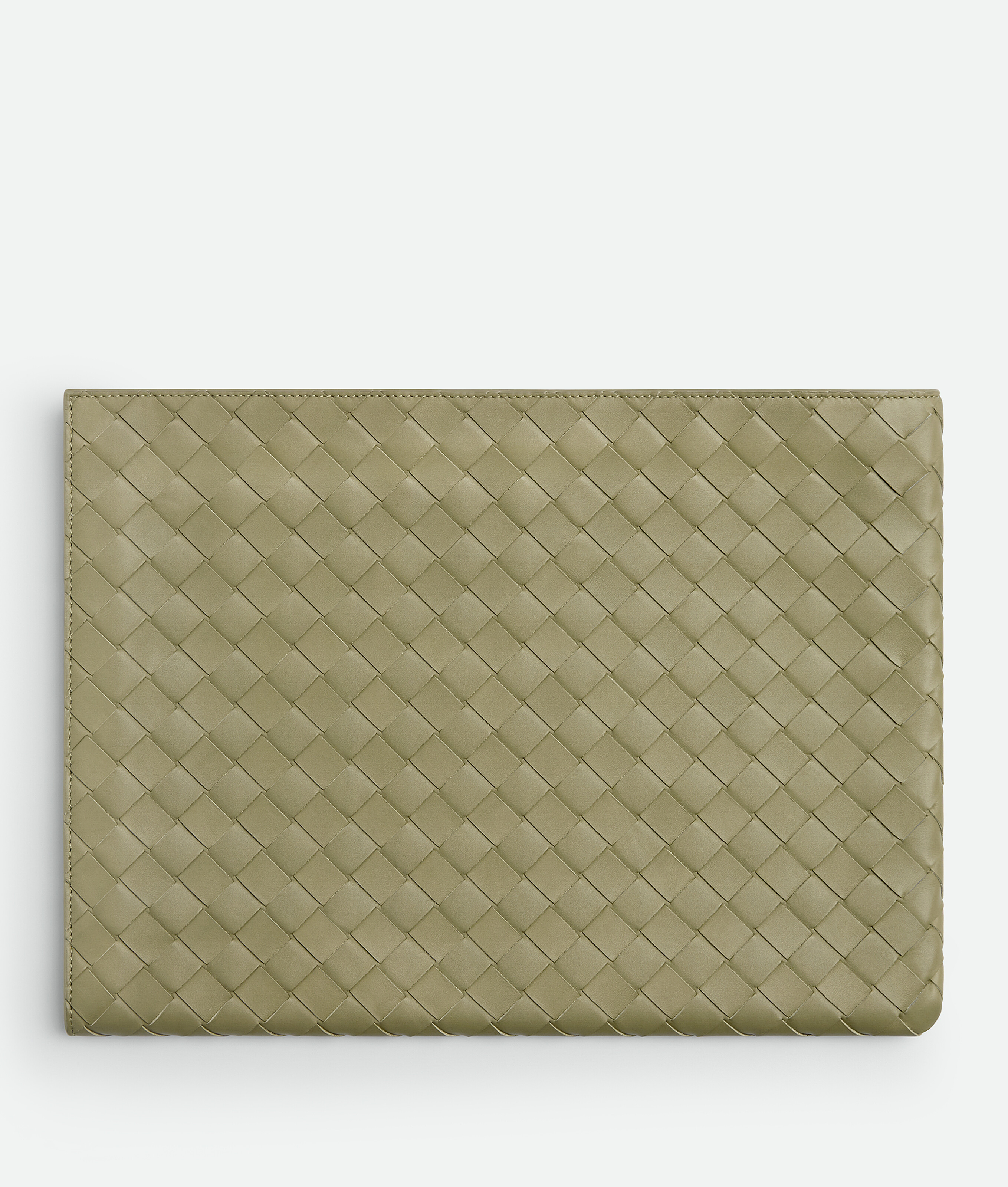 Shop Bottega Veneta Intrecciato Half Zip Pouch In Green