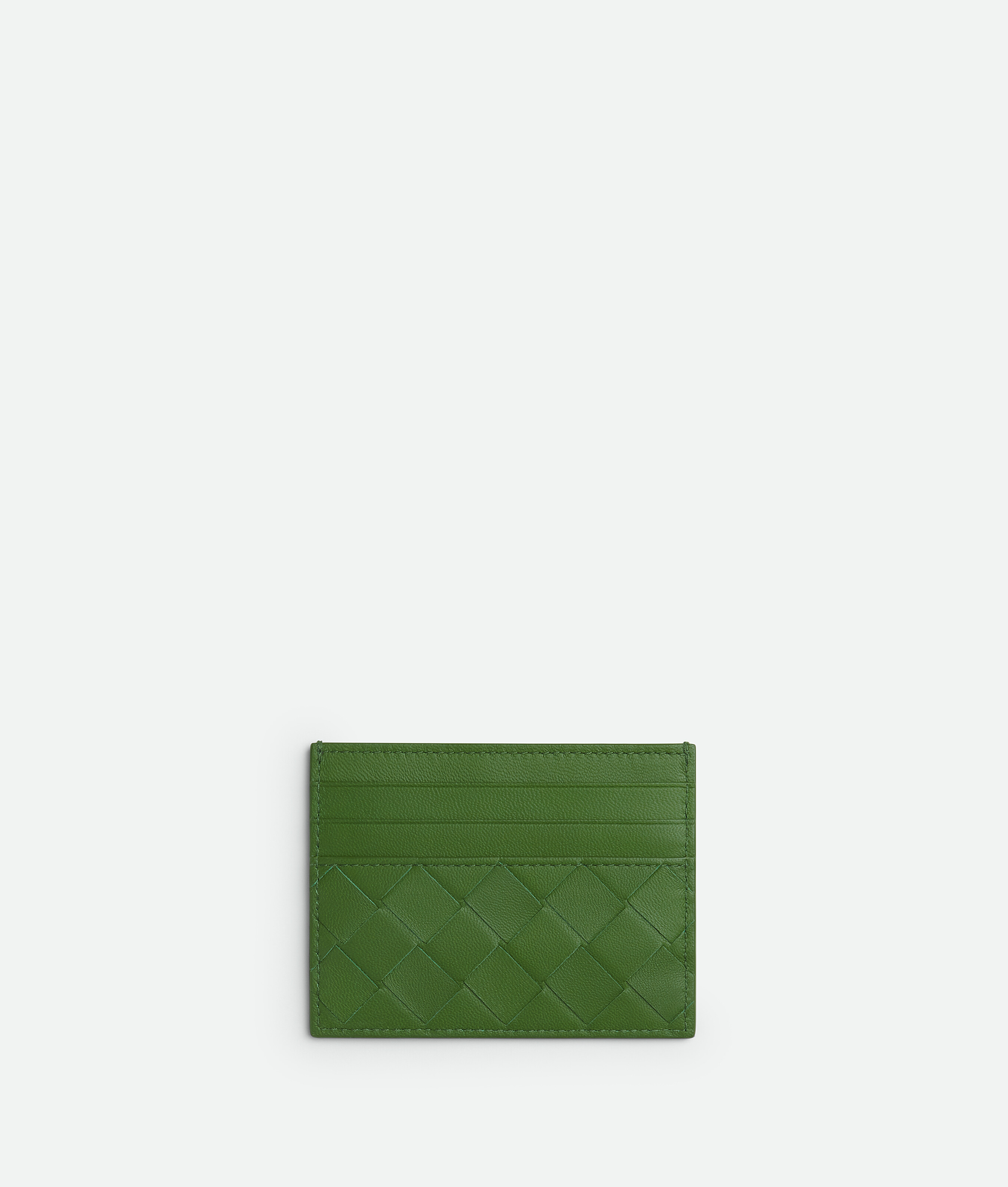 Shop Bottega Veneta Intrecciato Credit Card Case In Green