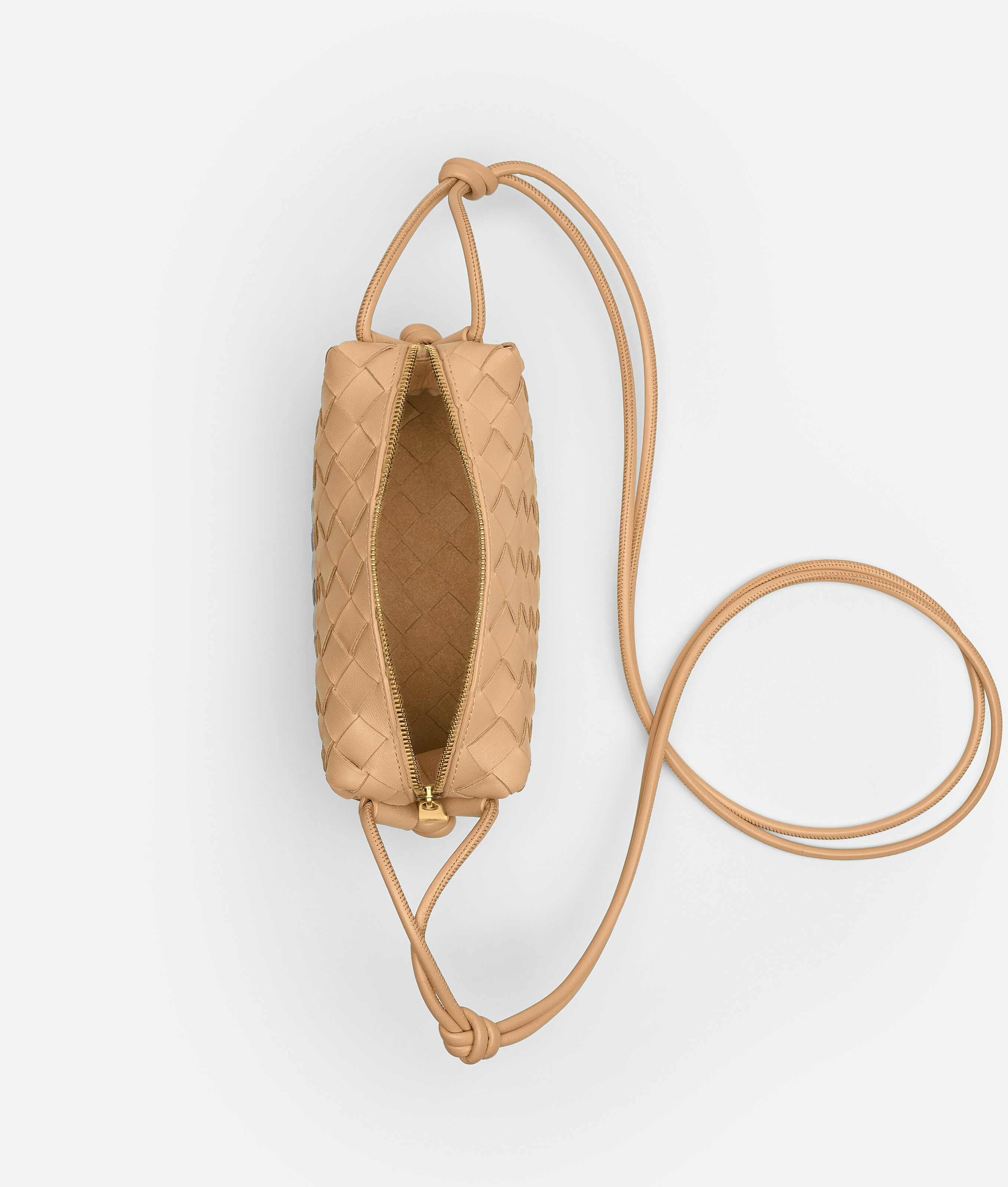 Bottega Veneta Mini Loop Intrecciato Leather Camera Bag In Beige