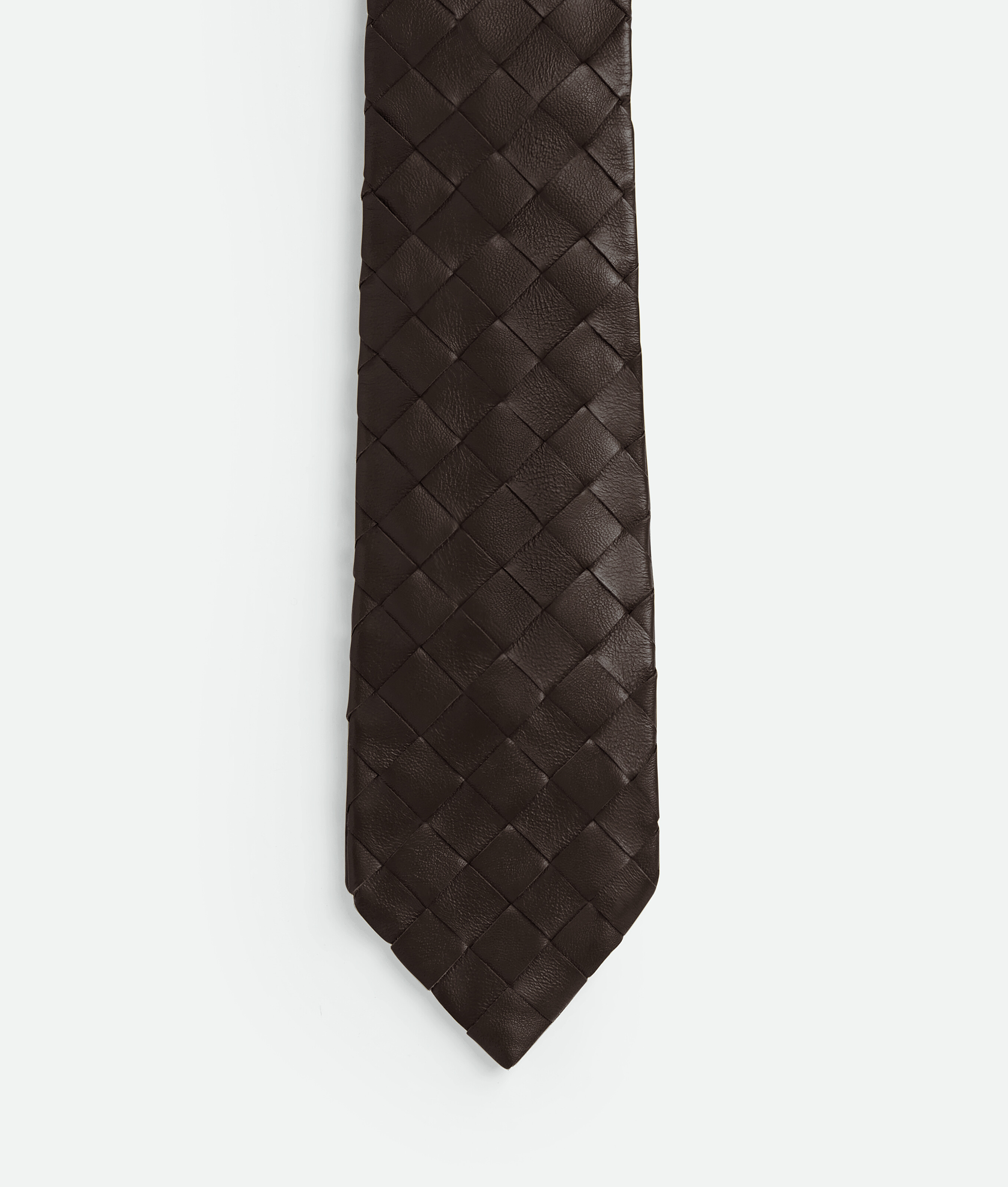 Bottega Veneta Intrecciato Leather Tie - Brown - Man - Lambskin