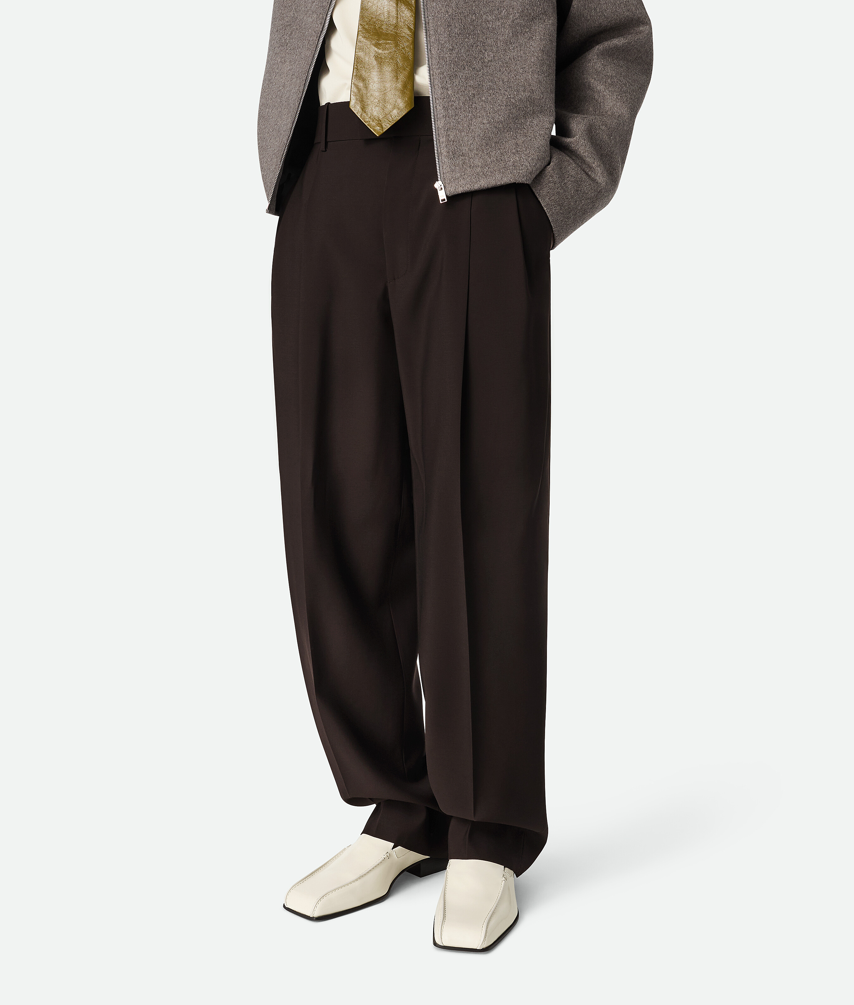 Bottega Veneta Square Toe Loafers In Sea Salt