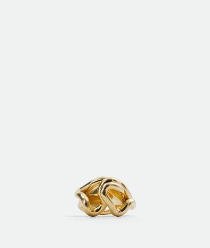 Bottega Veneta® Women's Loop Ring in Silver / Yellow Gold. Shop