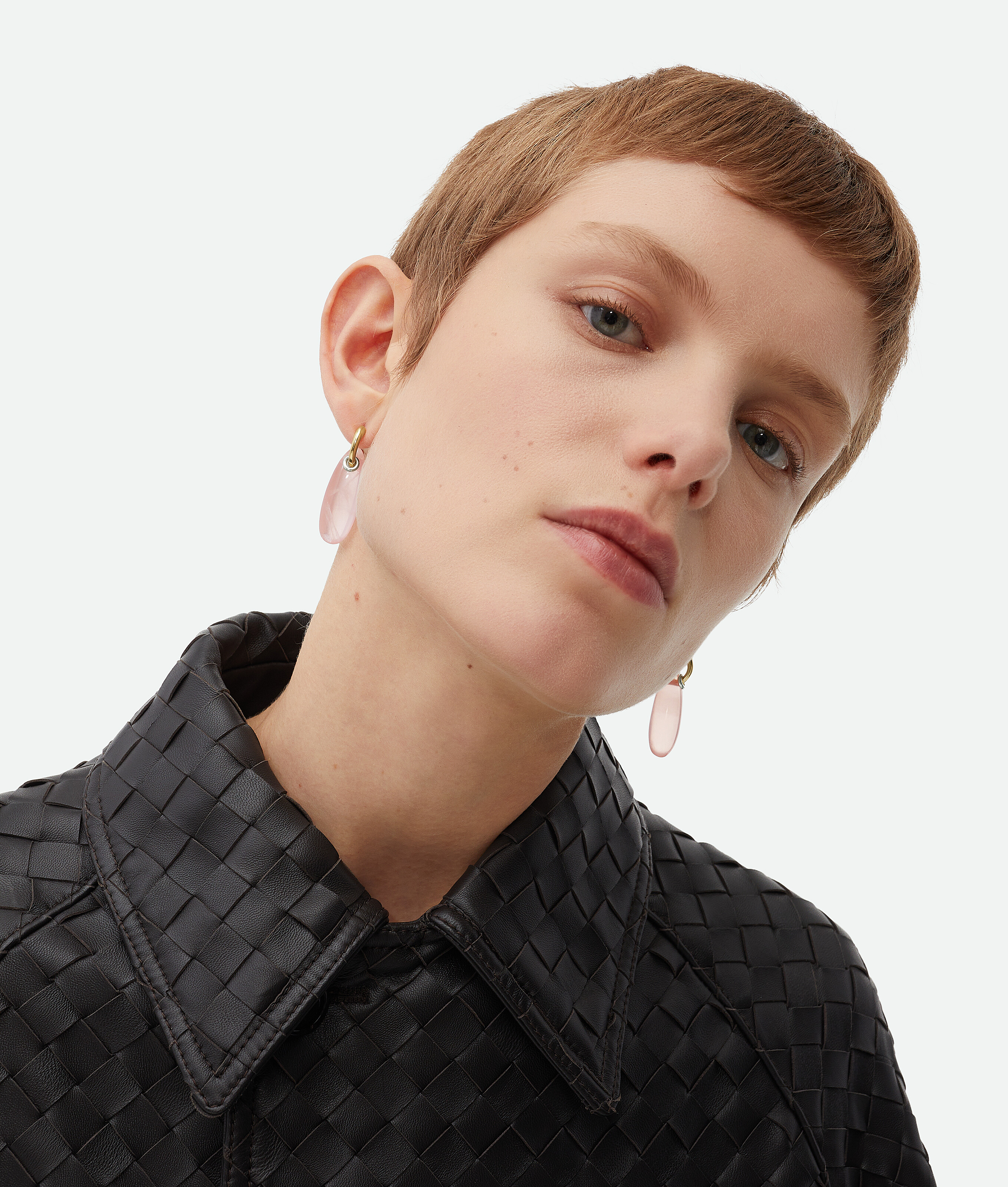 Bottega Veneta Ellipse Small Earrings In Pink Quartz