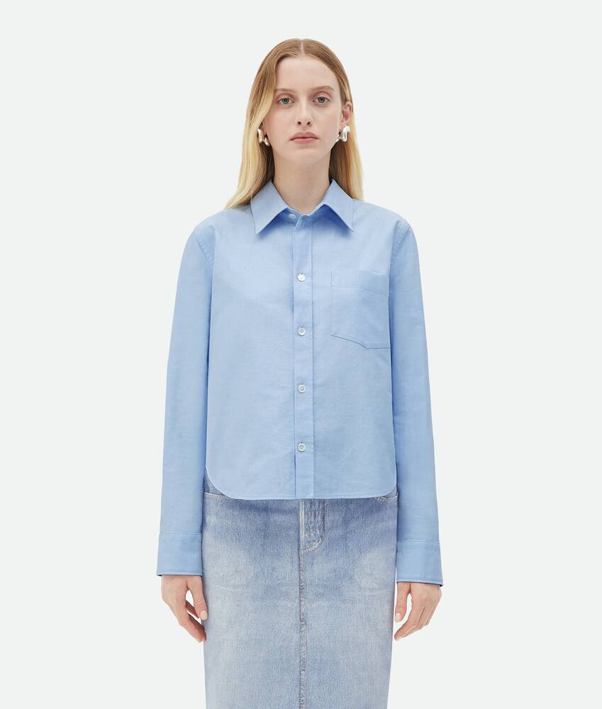 Bottega Veneta® Women's Cotton Oxford Shirt in Light Blue / White. Shop  online now.