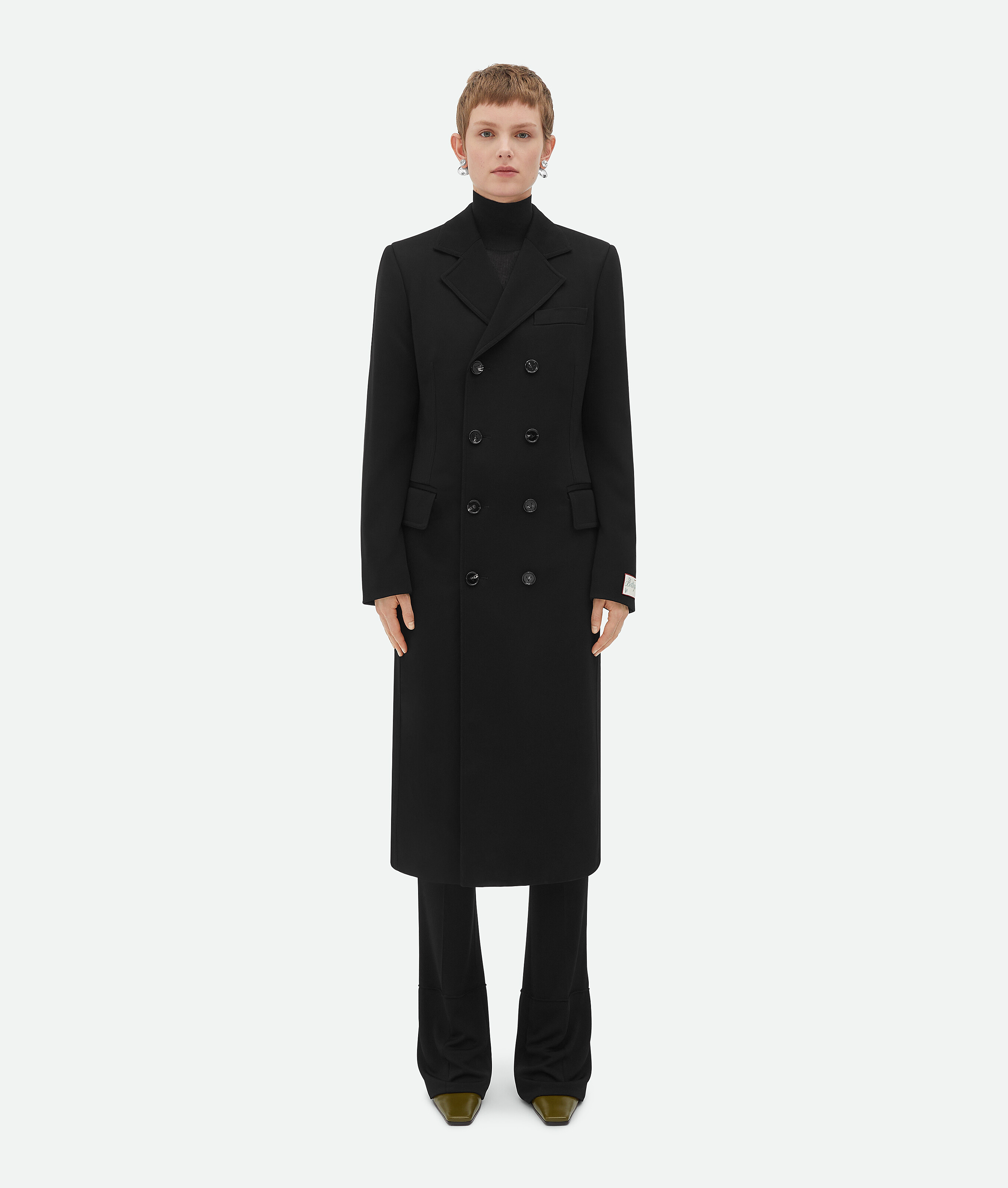 Shop Bottega Veneta Matt Fluid Viscose Jersey Coat In Black