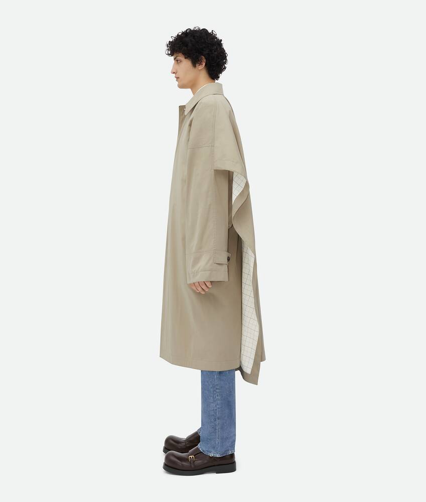 Display a large version of the product image 2 - Cotton Silk Cape Trench With Check Lining