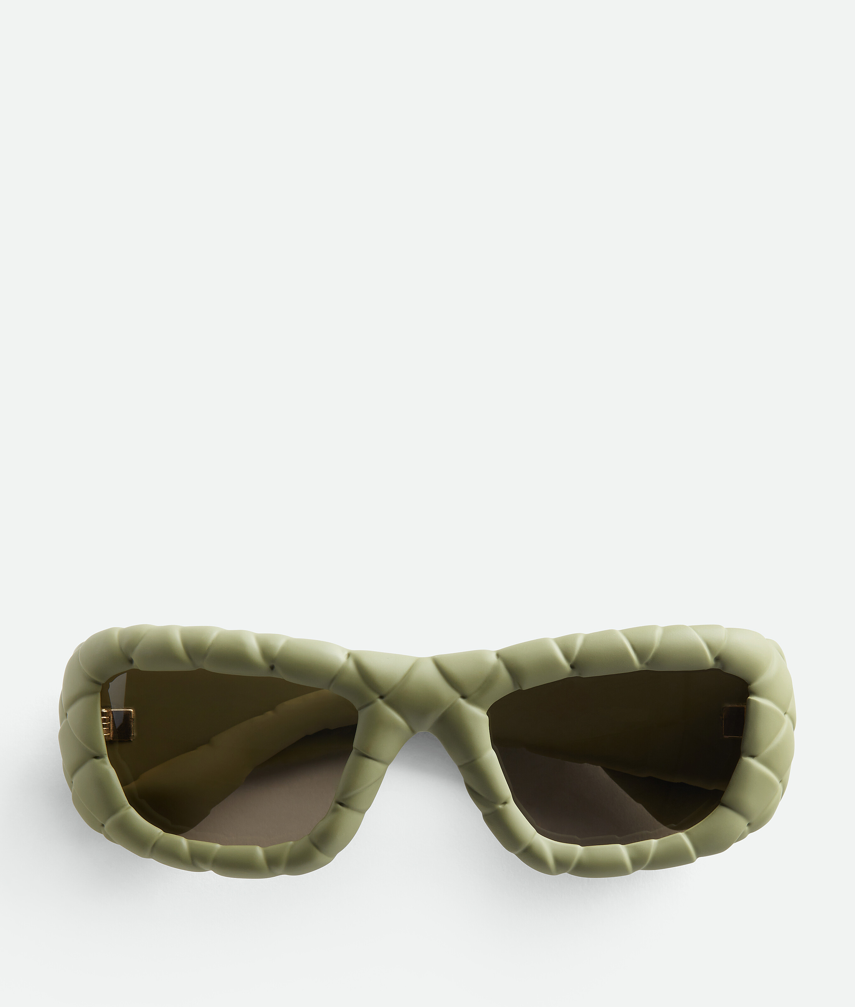 Bottega Veneta Intrecciato Rectangular Sunglasses In Green