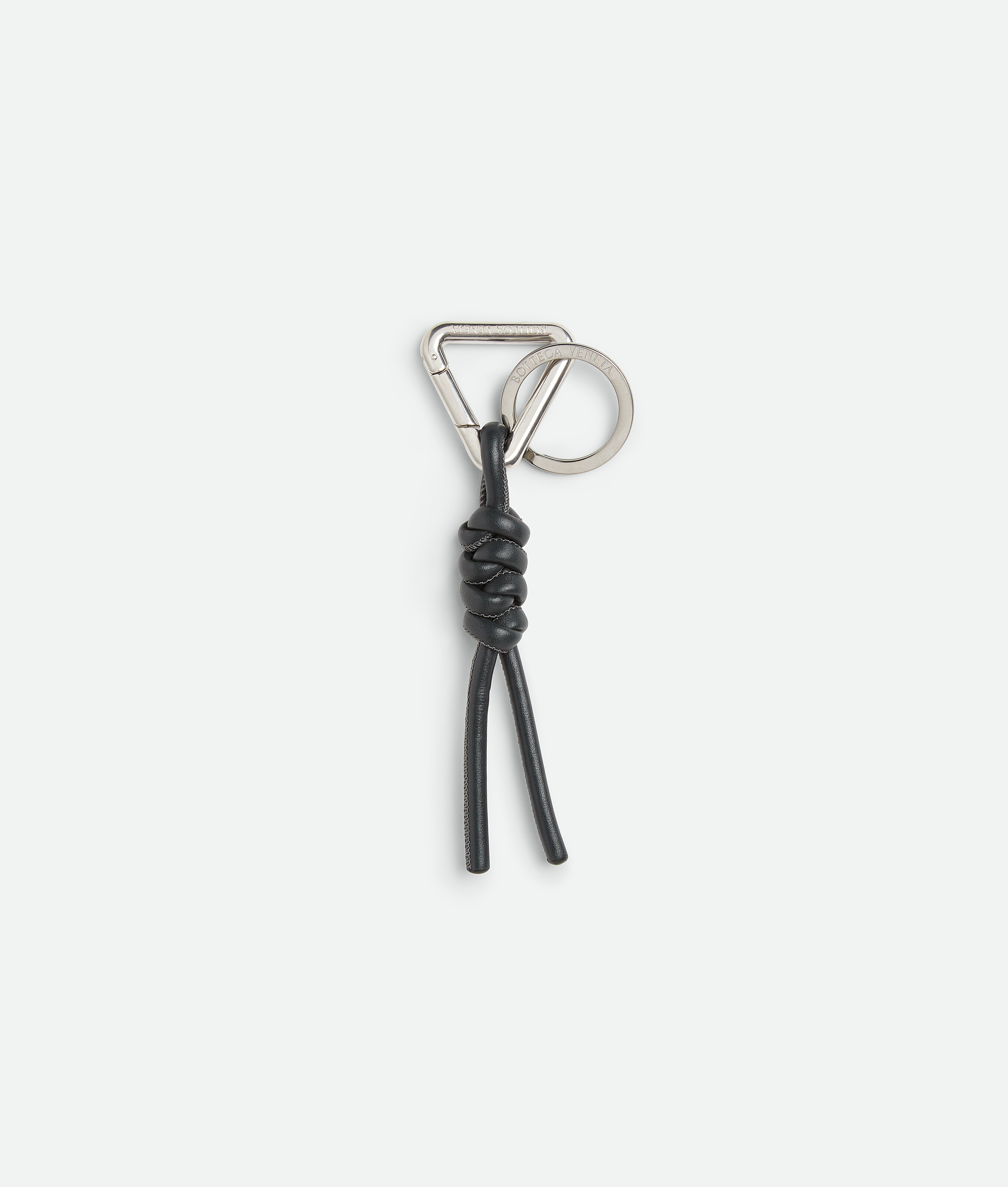 Shop Bottega Veneta Triangle Key Ring In Grey
