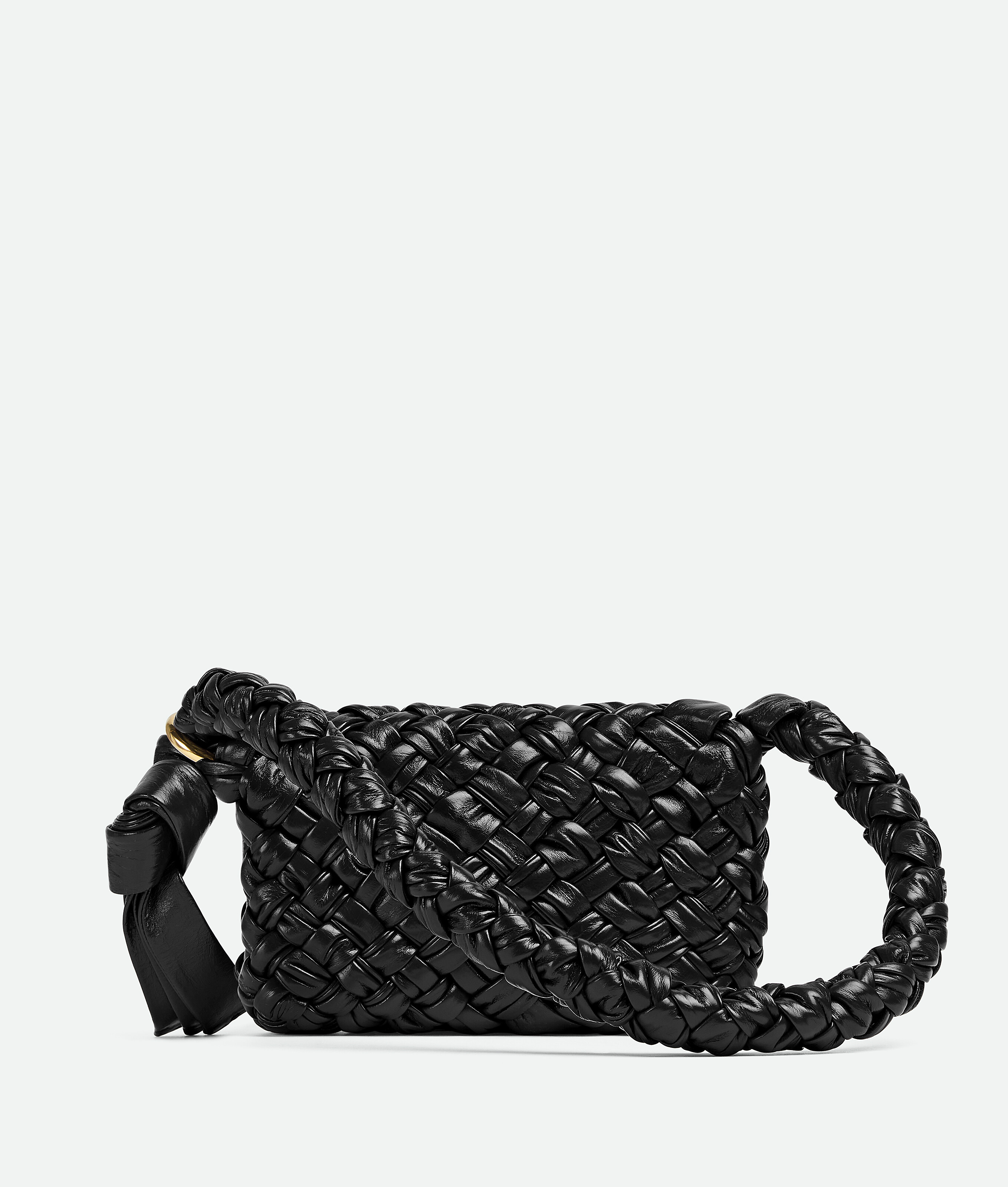 Bottega Veneta Black-m Brass Kalimero Tassel Leather Shoulder Bag In Black