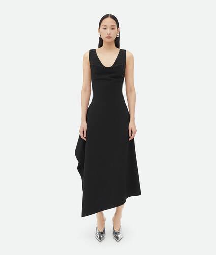 Stretch Cotton Asymmetric Midi Dress