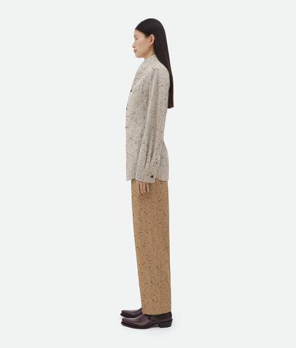 Knotted Wool Funnel Neck Shirt