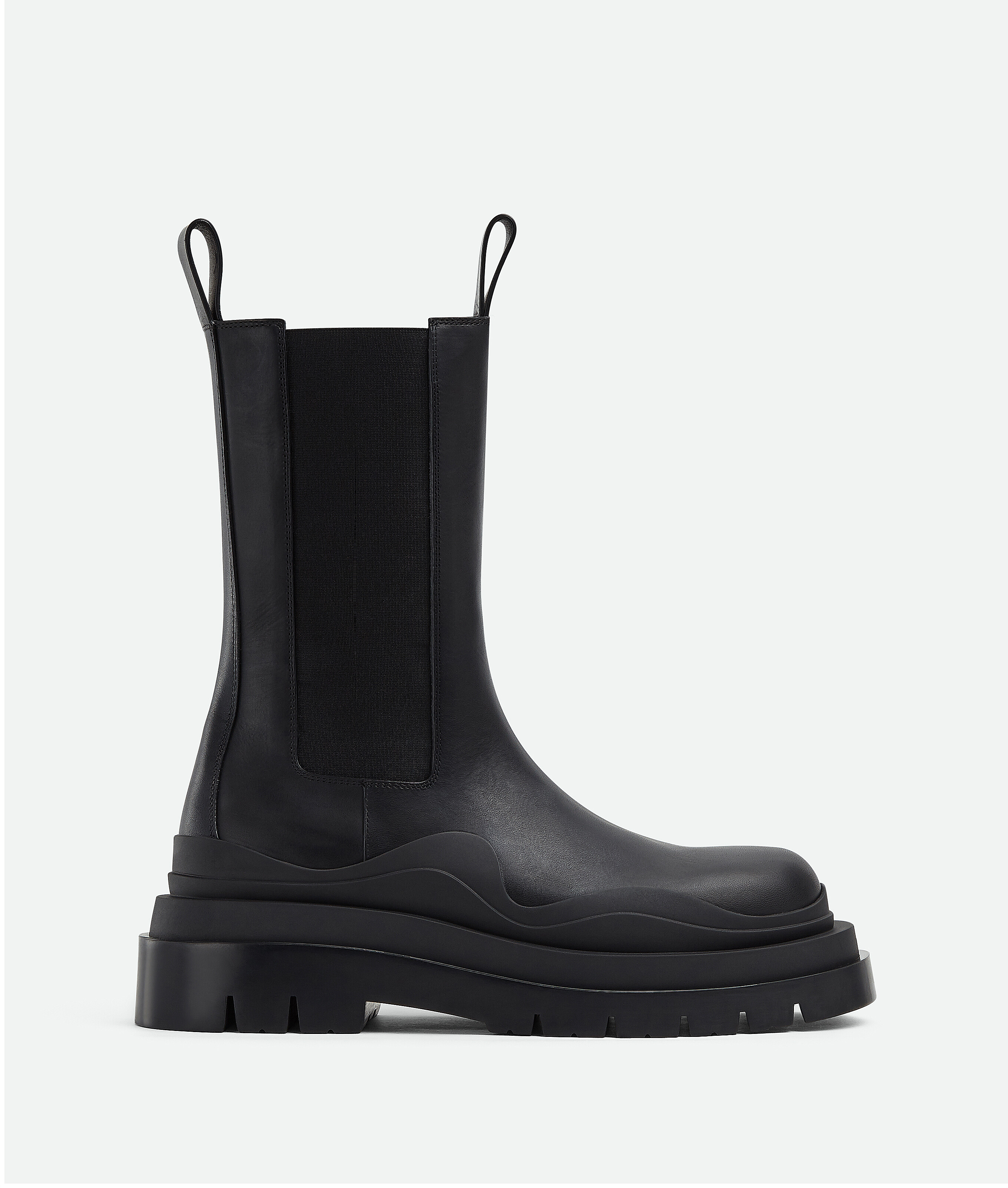 BOTTEGA VENETA ボッテガヴェネタ THE TIRE LONG BOOT プラットフォーム サイドゴアタイヤブーツ ロングブーツ チェルシーブーツ ブラック/パープル125センチ全高