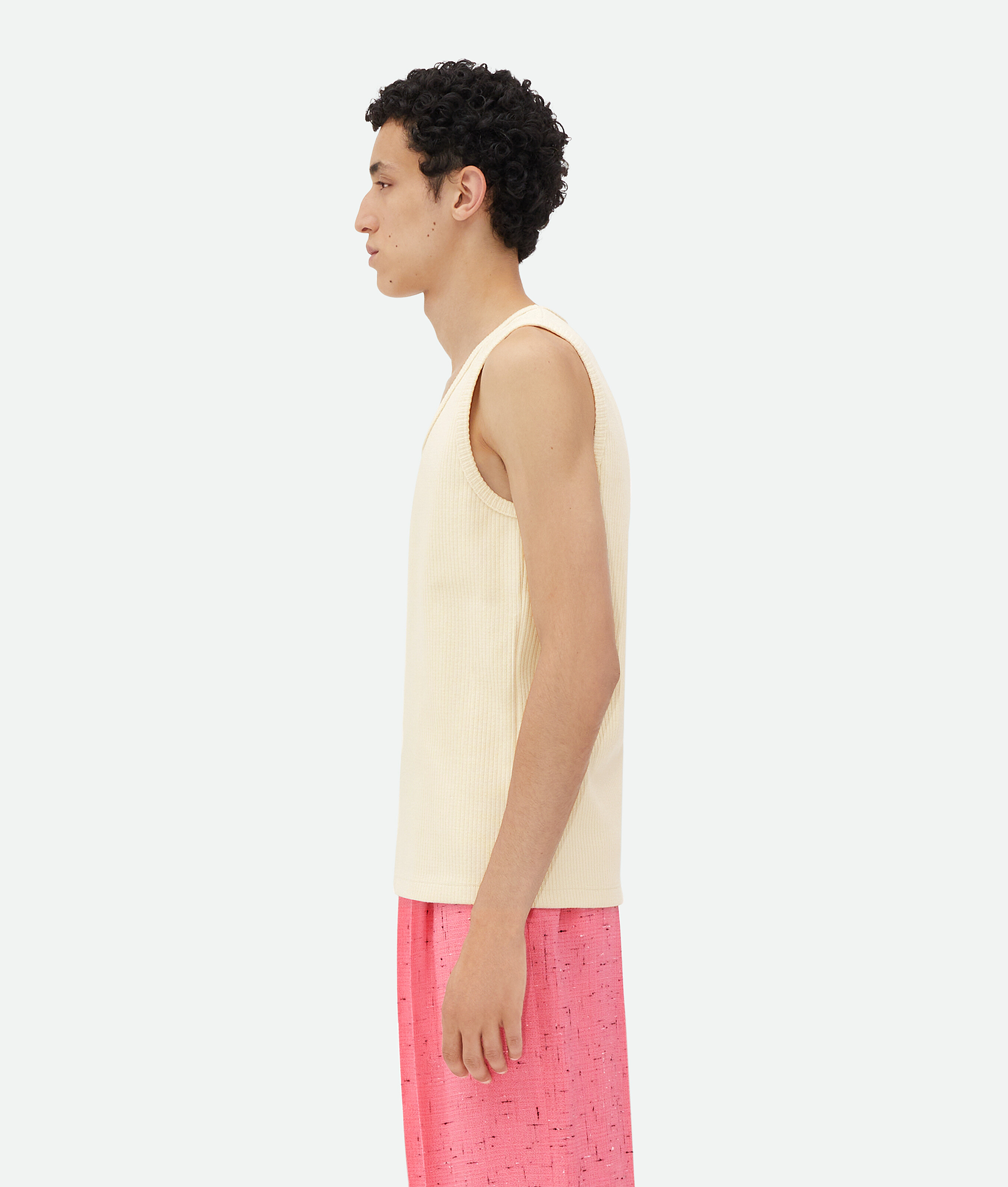 Bottega Veneta Cotton Rib Tank Top In Yellow