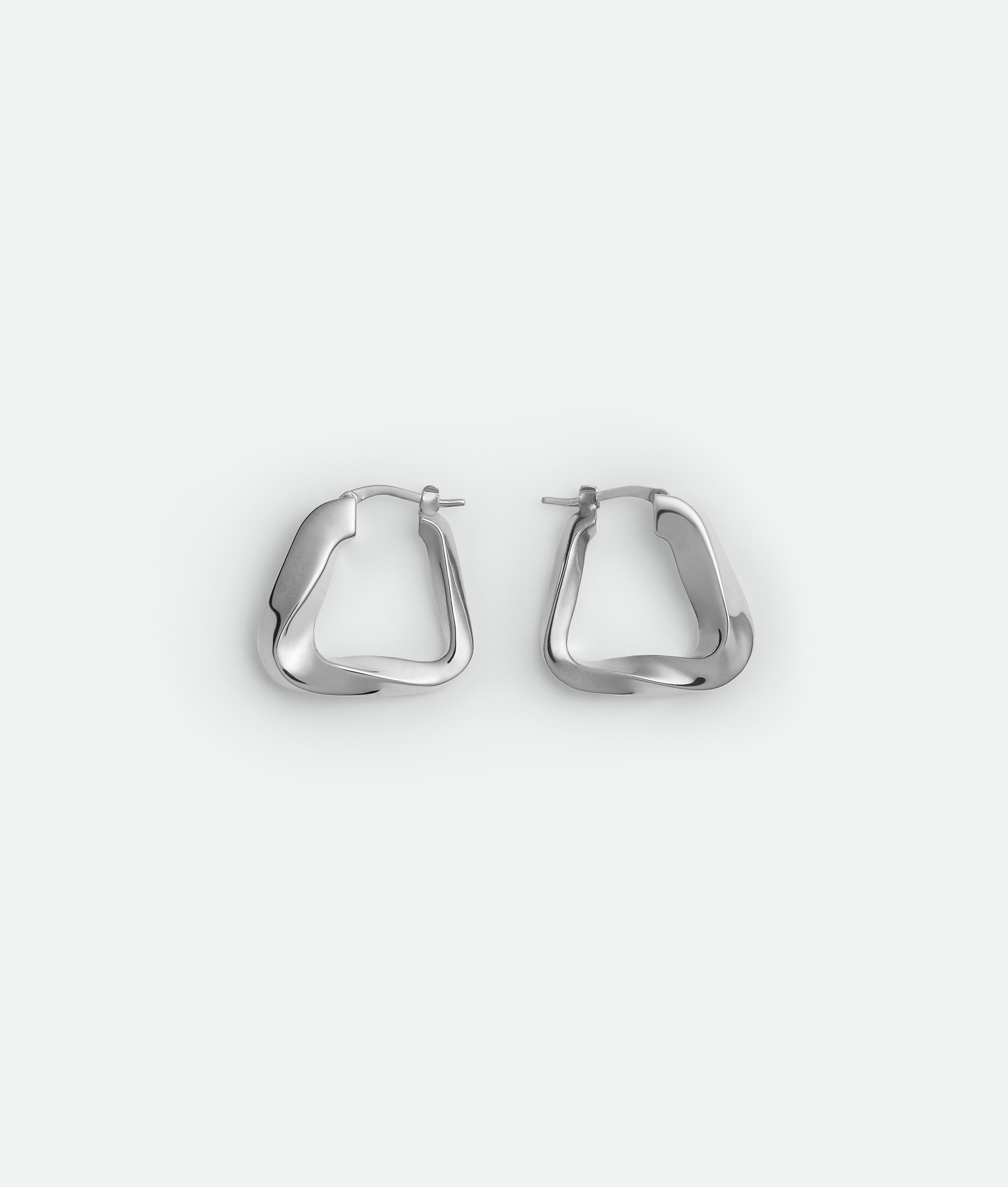 Bottega Veneta Small Twist Triangle Hoop Earrings In Silver