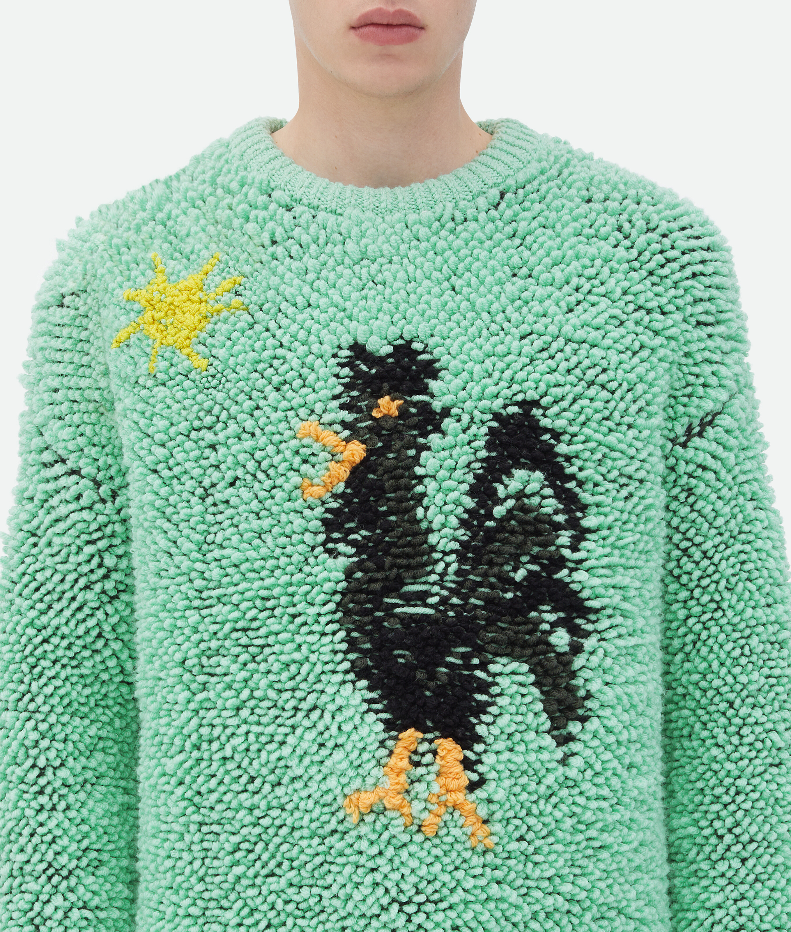 Shop Bottega Veneta Graphic Animal Jacquard Wool Jumper In Green