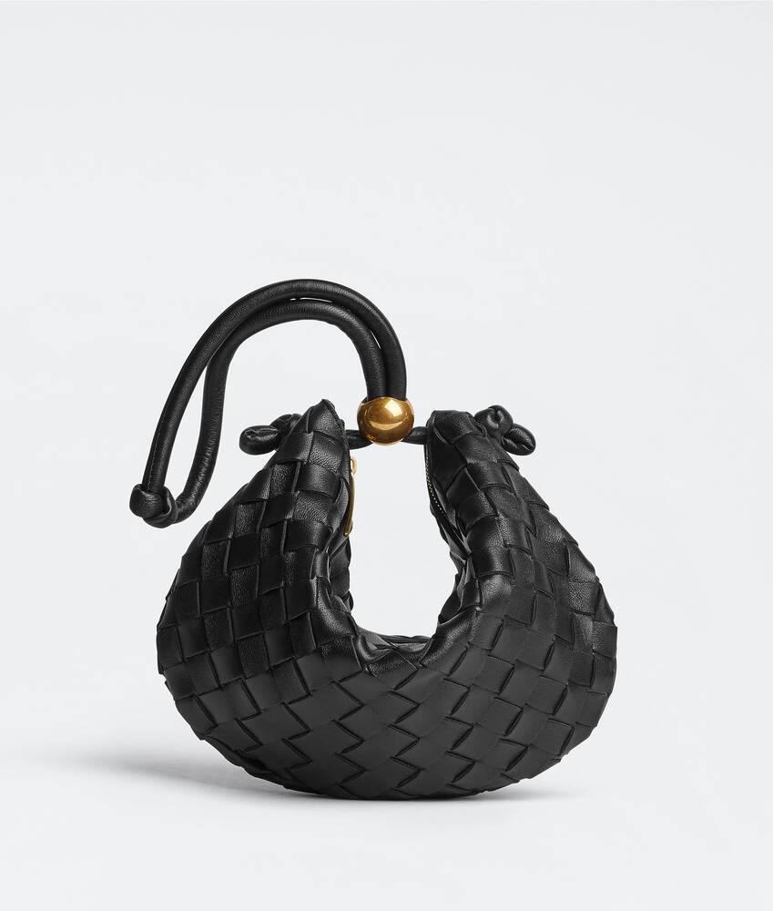 Bottega Veneta The Mini Pouch Bag in Black Leather Intrecciato