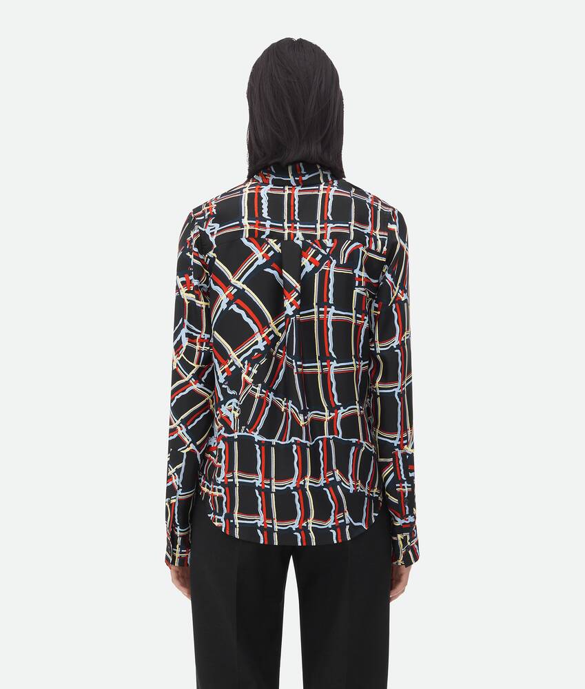 Display a large version of the product image 3 - Distorted Check Printed Silk Shirt