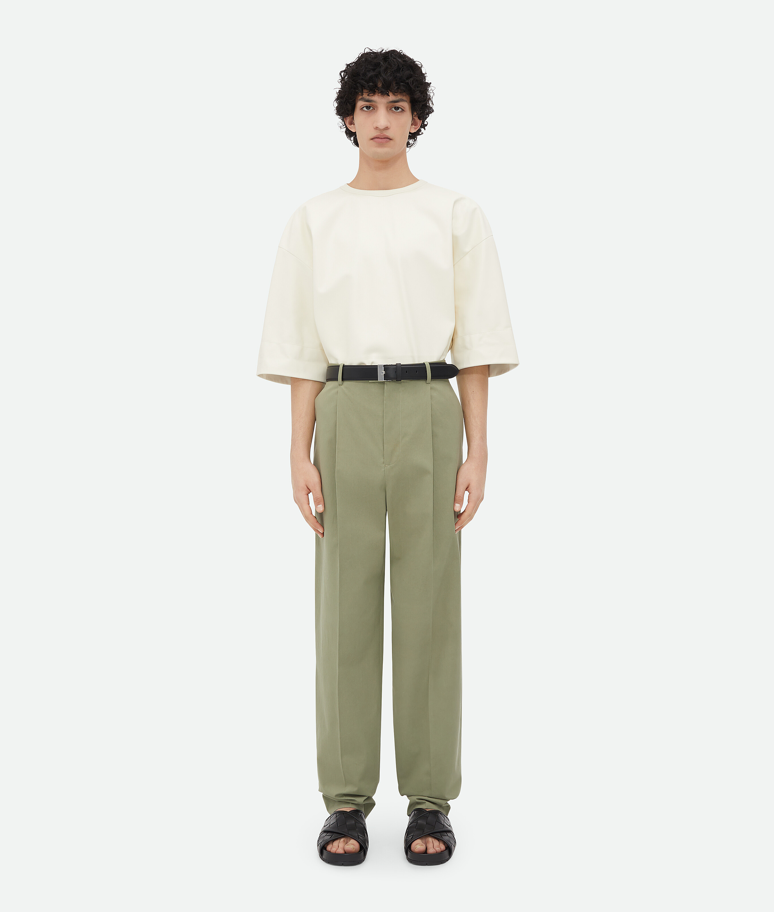 Bottega Veneta Light Cotton Twill Trousers In Juniper