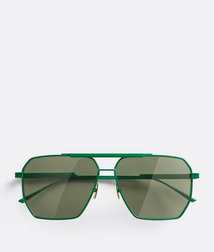 BOTTEGA VENETA Aviator-style gunmetal-tone sunglasses