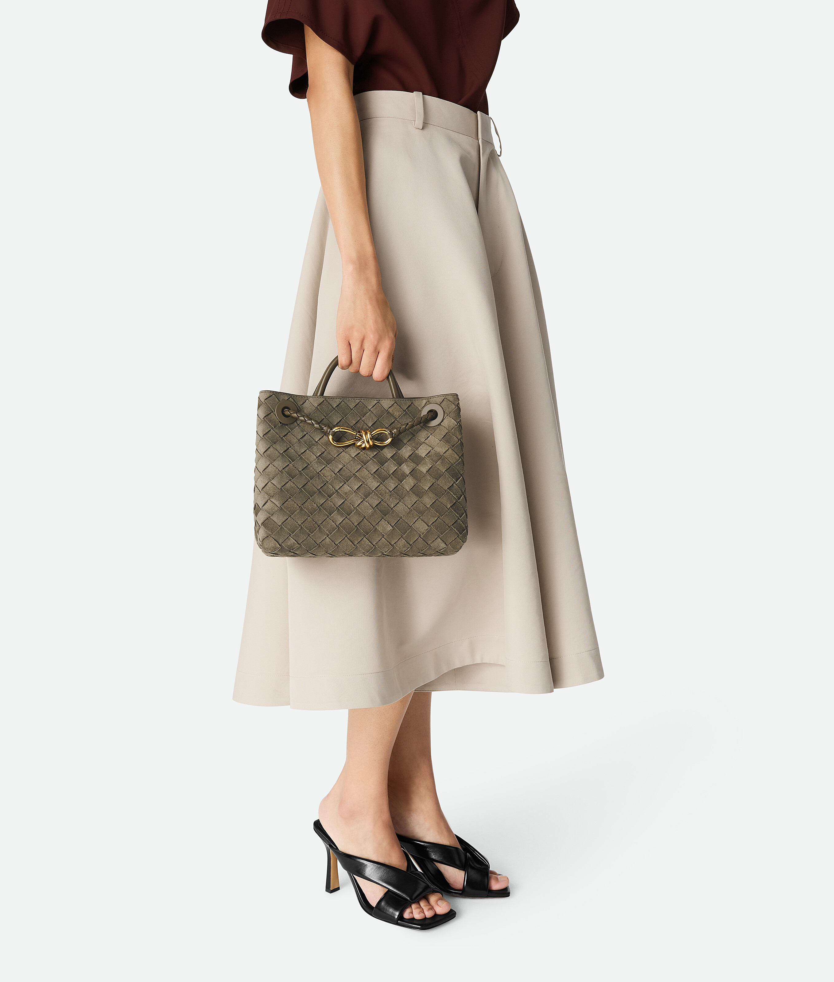 Bottega Veneta Andiamo Intrecciato Small Suede Tote Bag