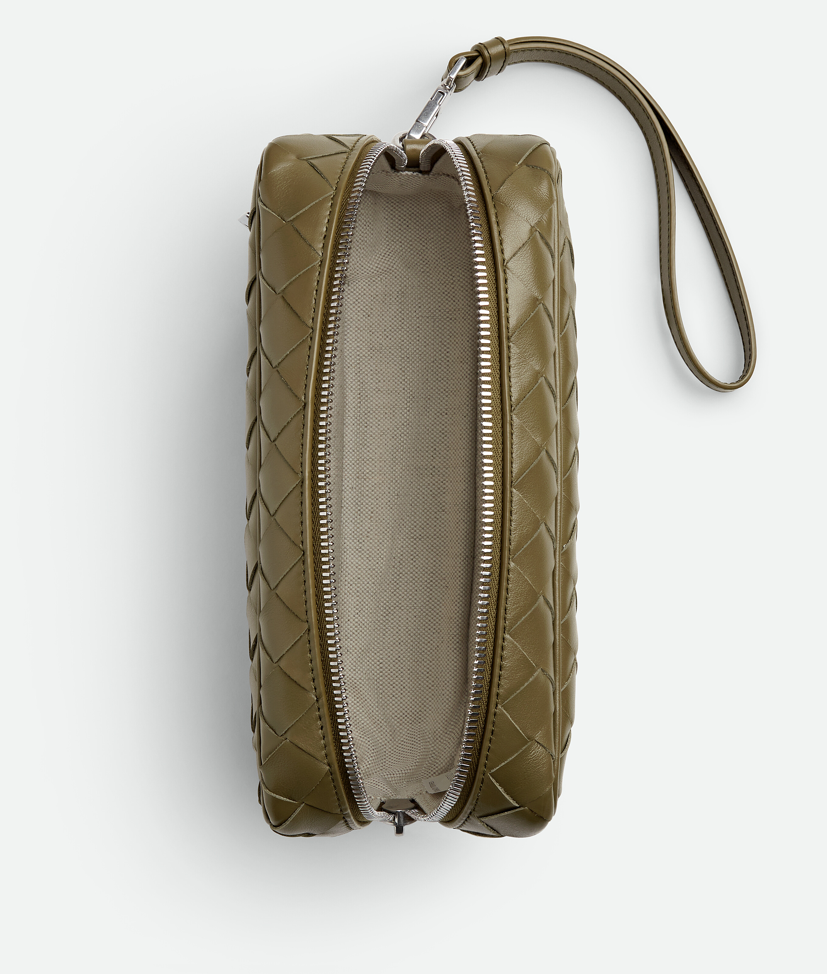 Bottega Veneta Kleine Intrecciato Pouch Mit Handgelenkschlaufe In Algae