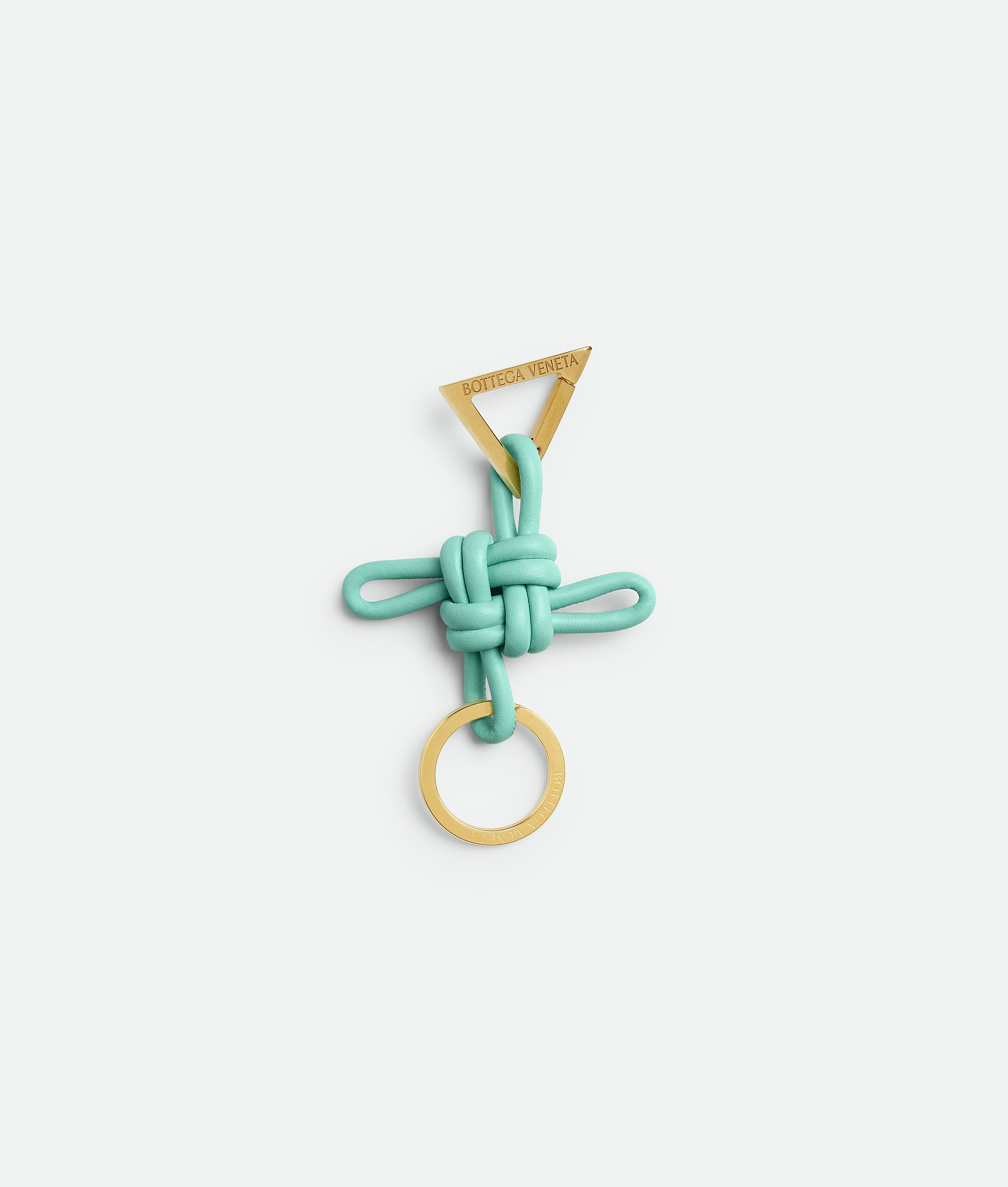 Bottega Veneta Triangle Square Double Knot Key Ring In Green Oasis