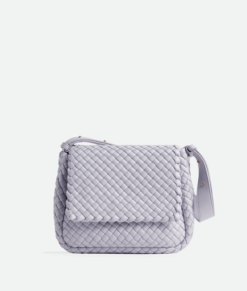Bottega Veneta Grey Mini Flap Intrecciato Crossbody Bag