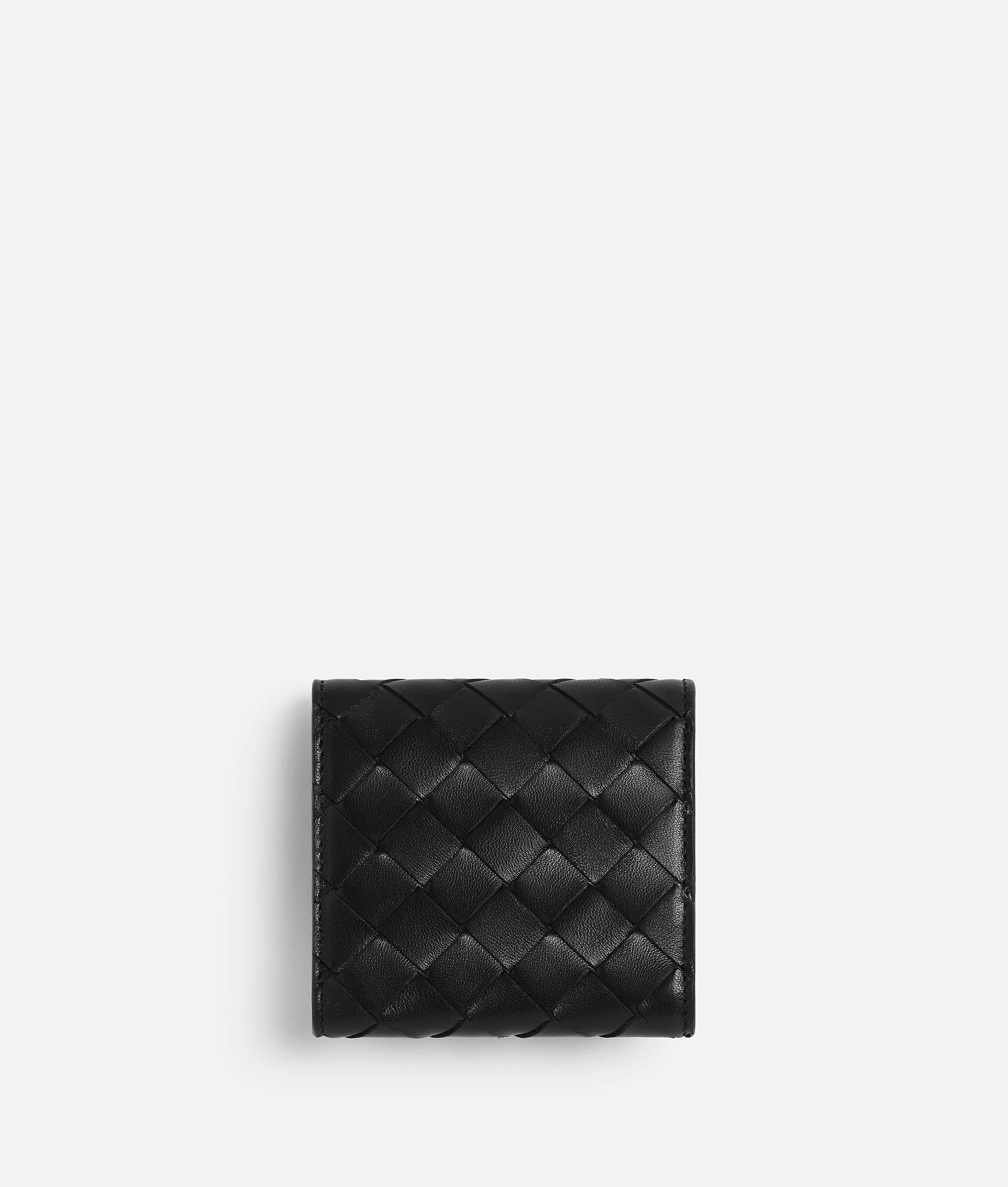 Bottega Veneta Intrecciato Compact Tri-fold Wallet In Black
