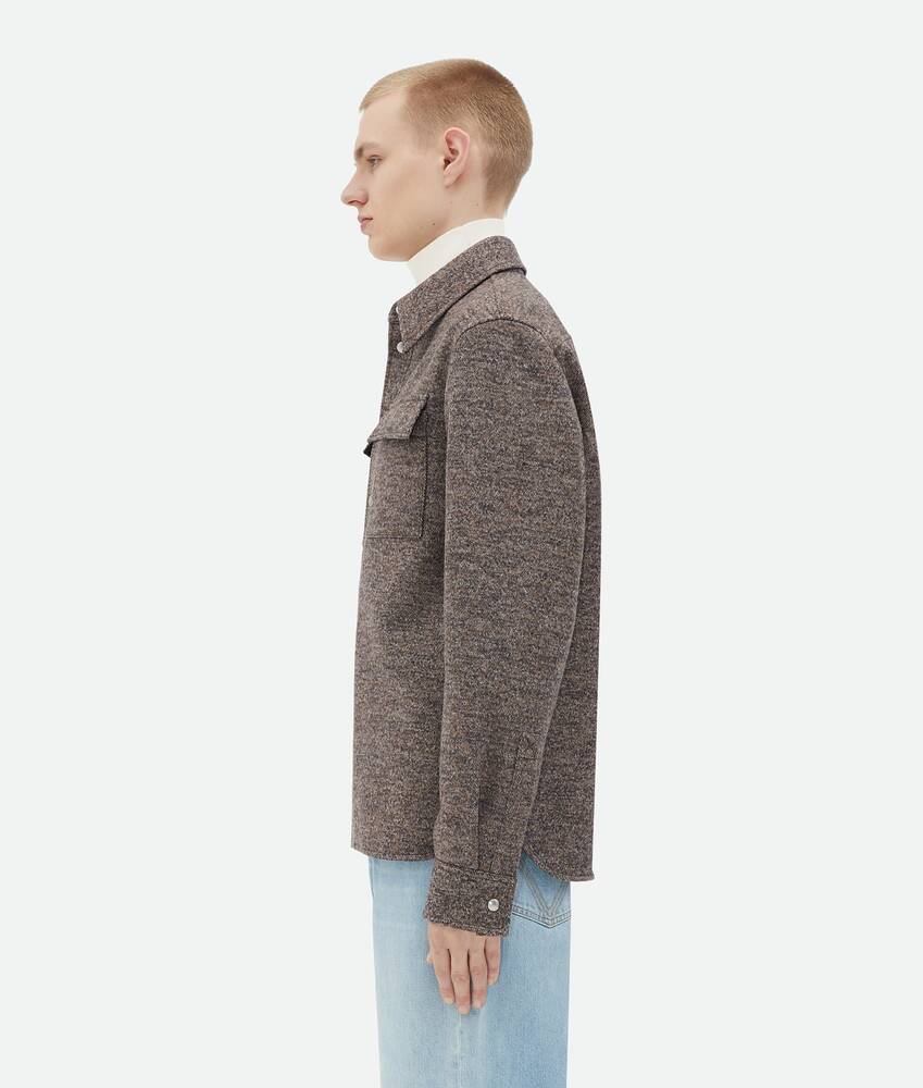 Bottega Veneta® Men's Felted Wool Shirt in Brown Melange. Shop