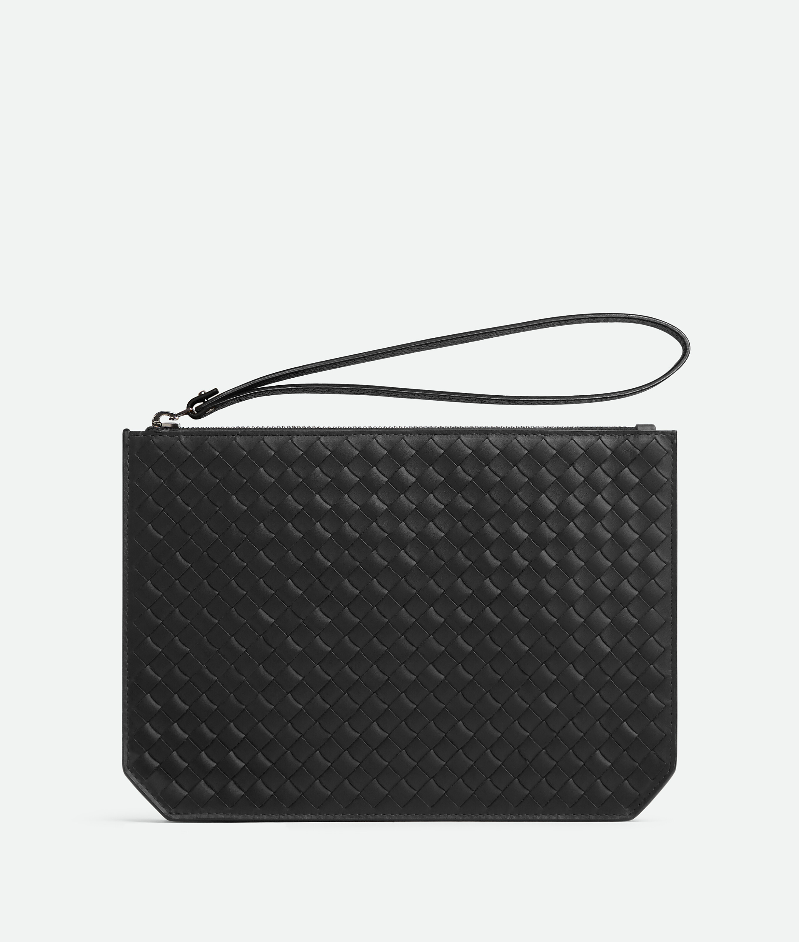 Shop Bottega Veneta Intrecciato Piccolo Standing Pouch In Black