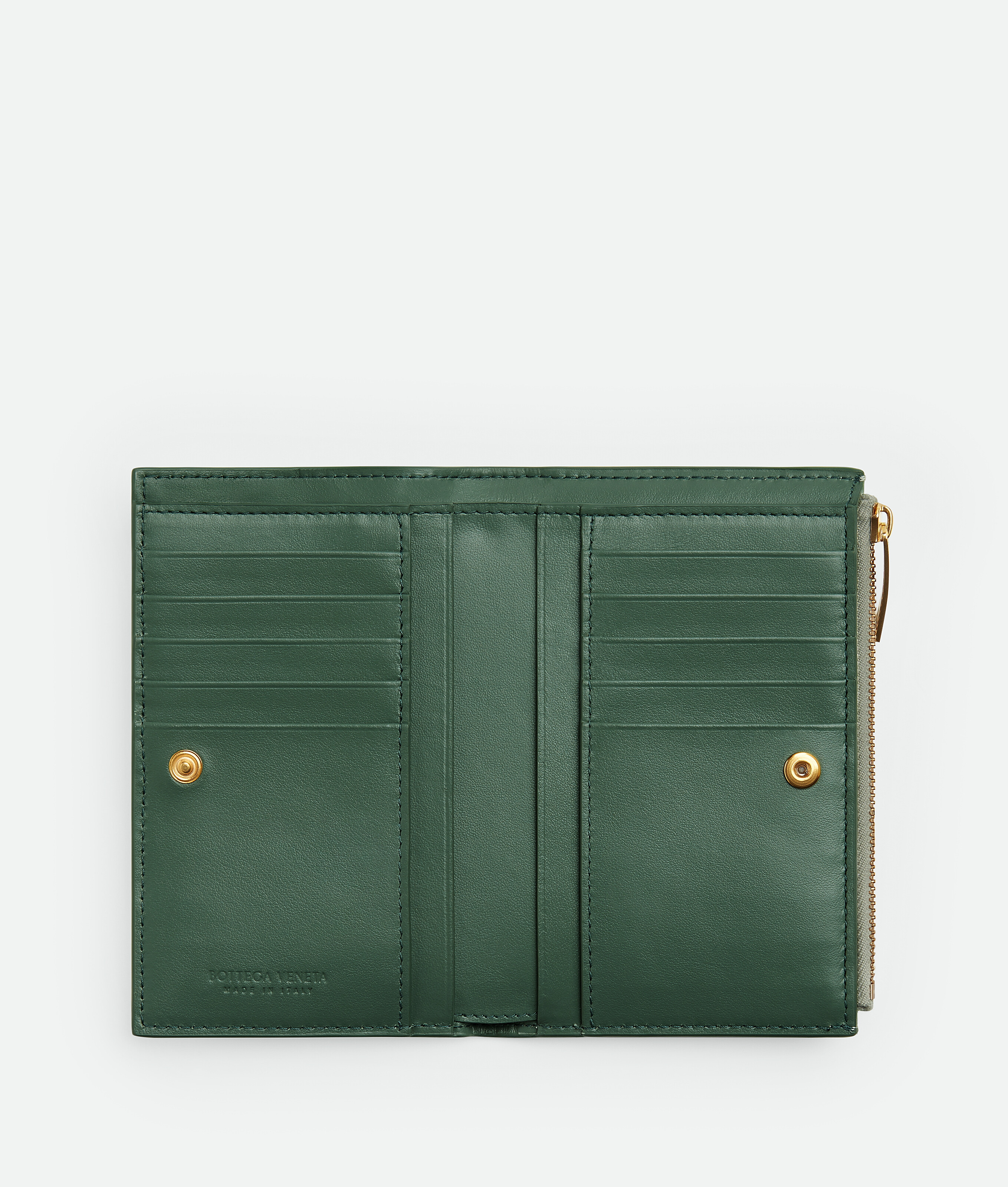 Shop Bottega Veneta Medium Cassette Bi-fold Zip Wallet In Green
