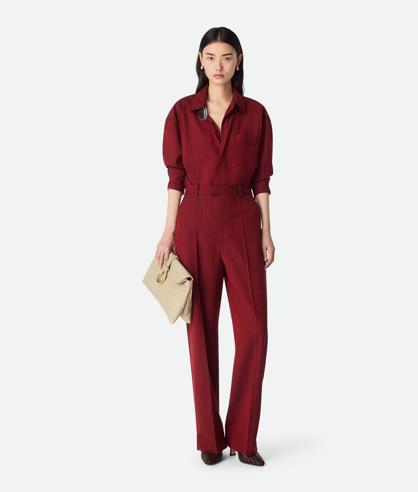 Display a large version of the product image 1 - Wool Subtle Stripe Wide Trousers