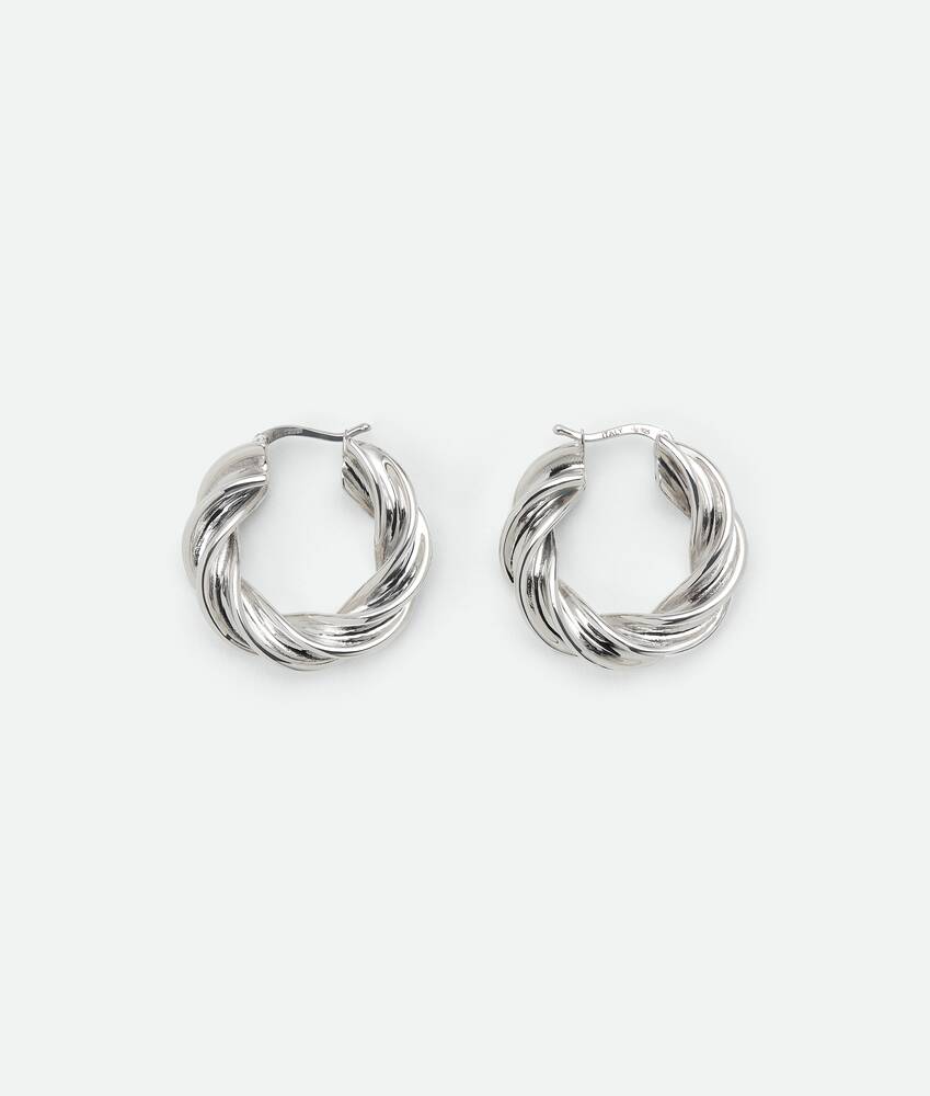 Bottega Veneta® Women\'s Pillar Twisted Hoop Earrings in Silver. Shop online