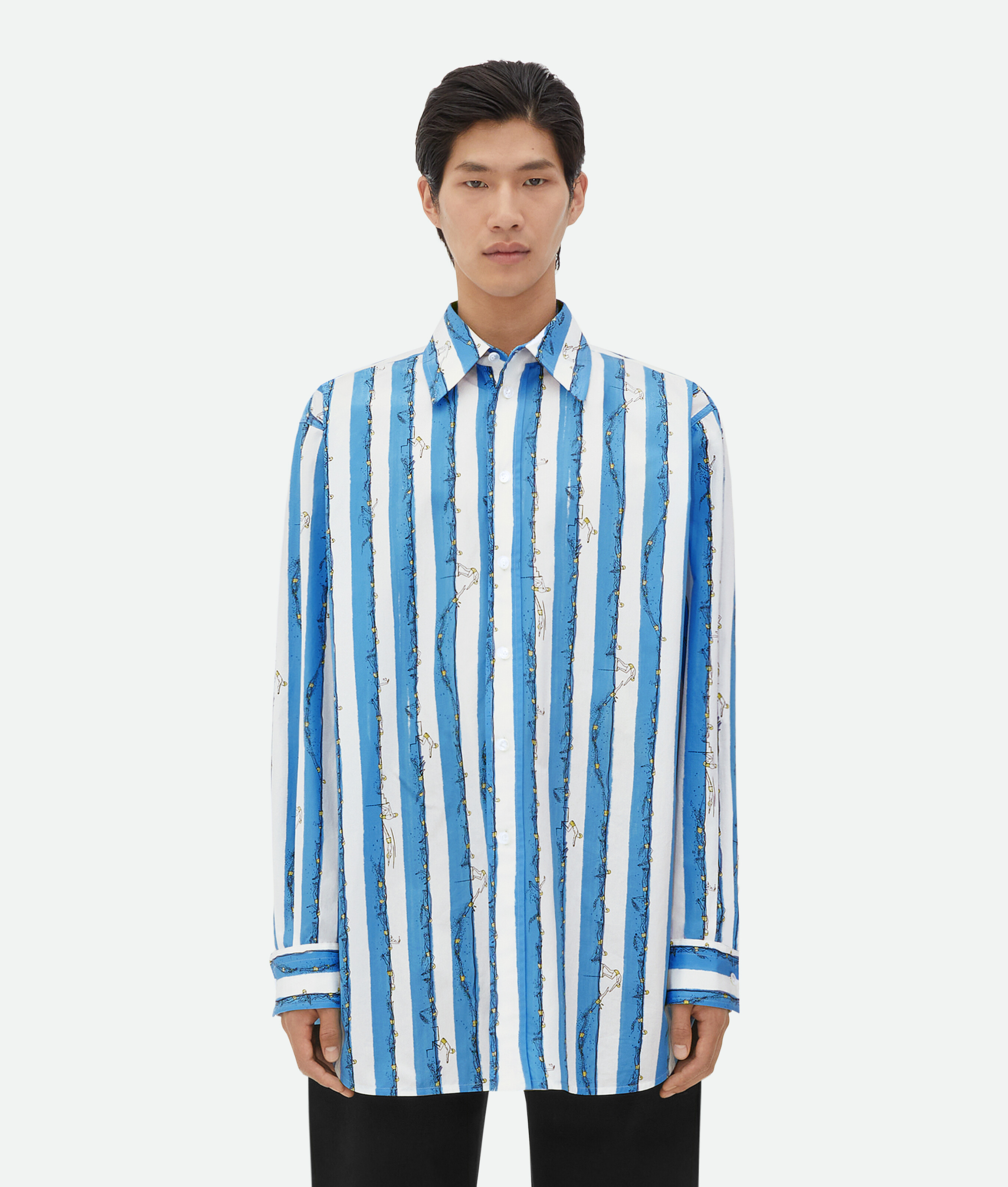 Bottega Veneta Swimmers Printed Light Cotton Shirt In Admiral Pineapple