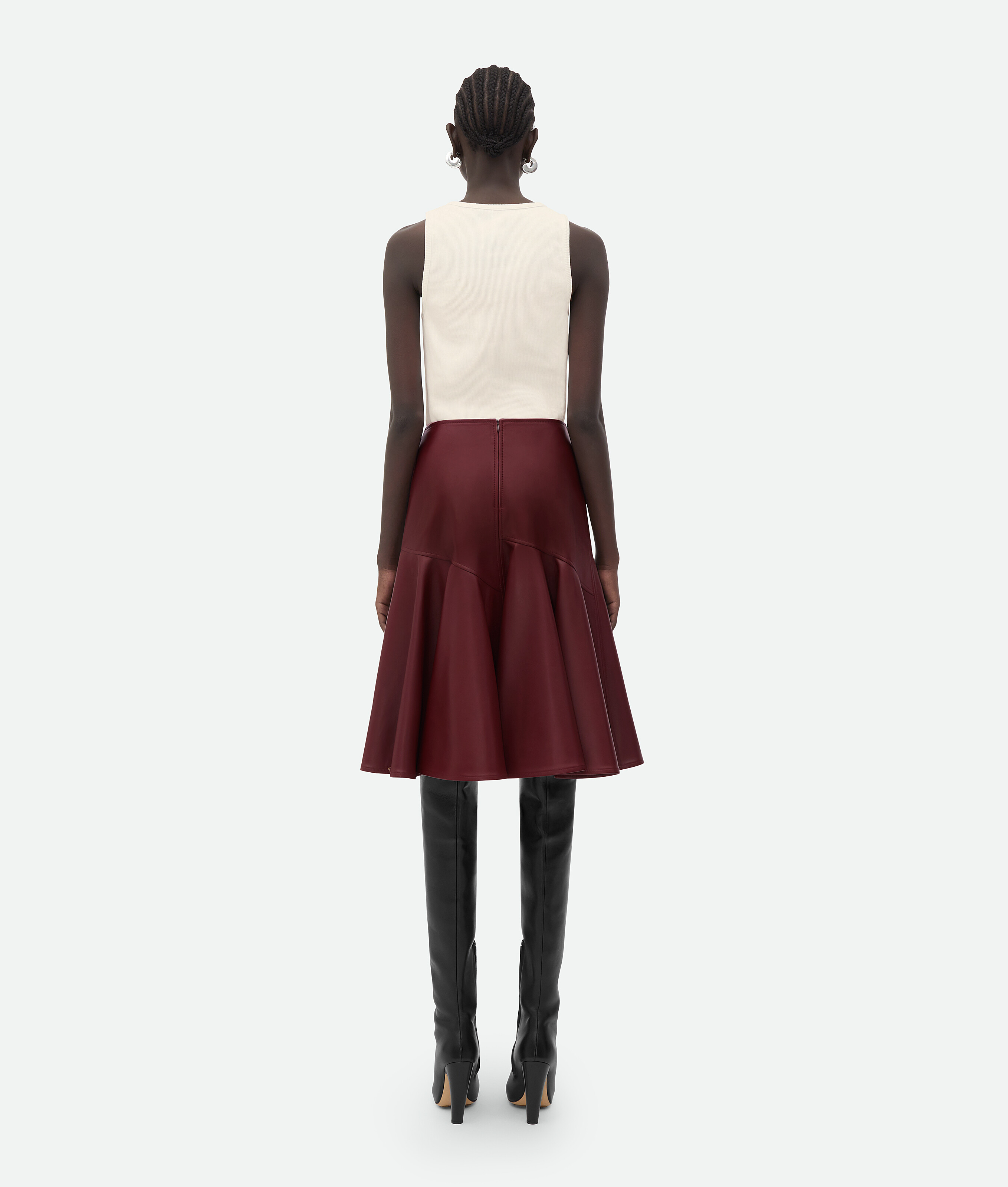 Shop Bottega Veneta Leather A-line Skirt In Bordeaux