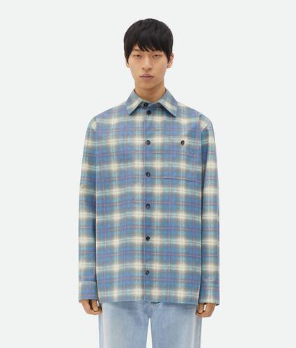 Relaxed Fit Flannel-Printed Leather Shirt