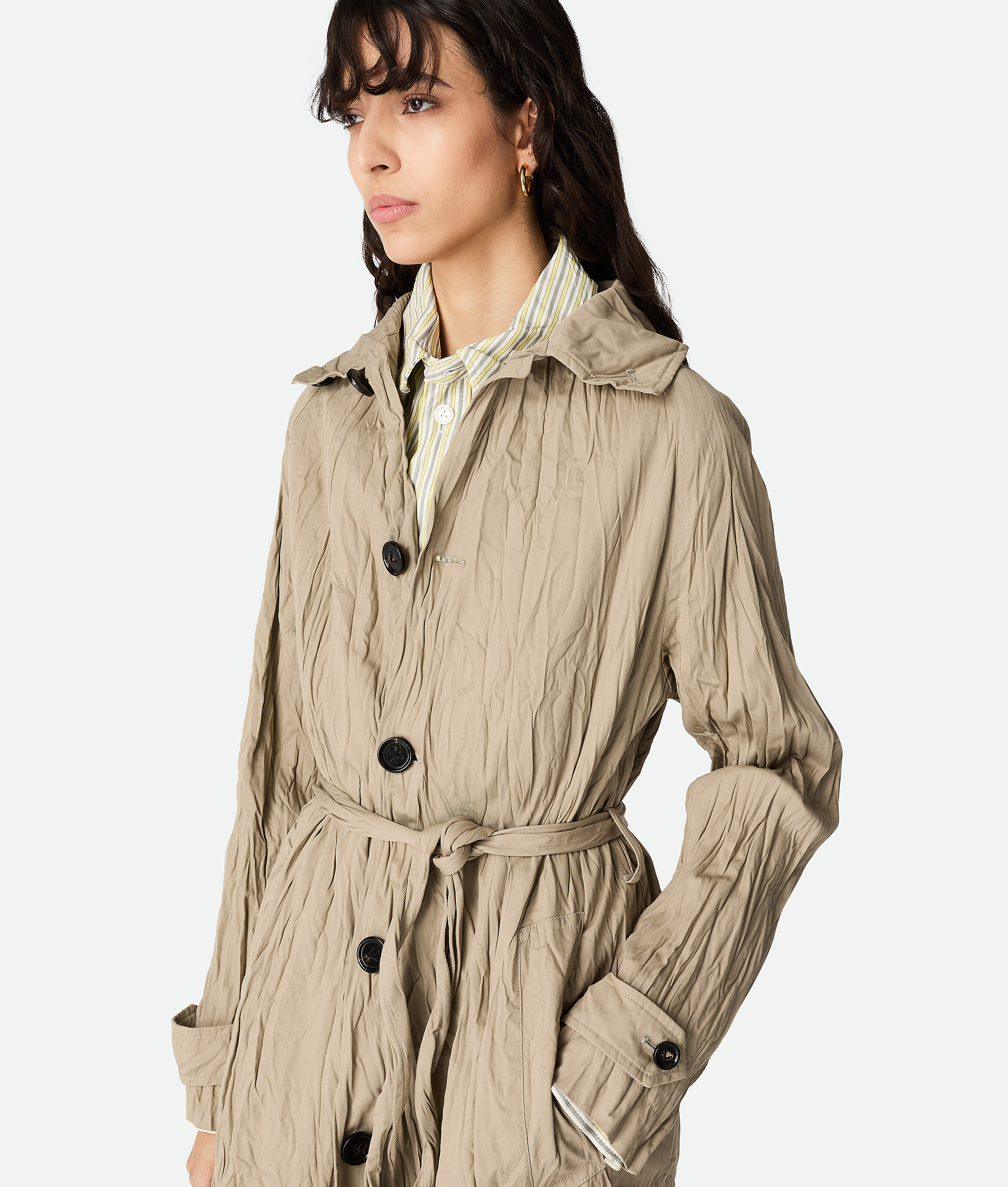 Bottega Veneta Crushed Cotton Coat In Sandshell