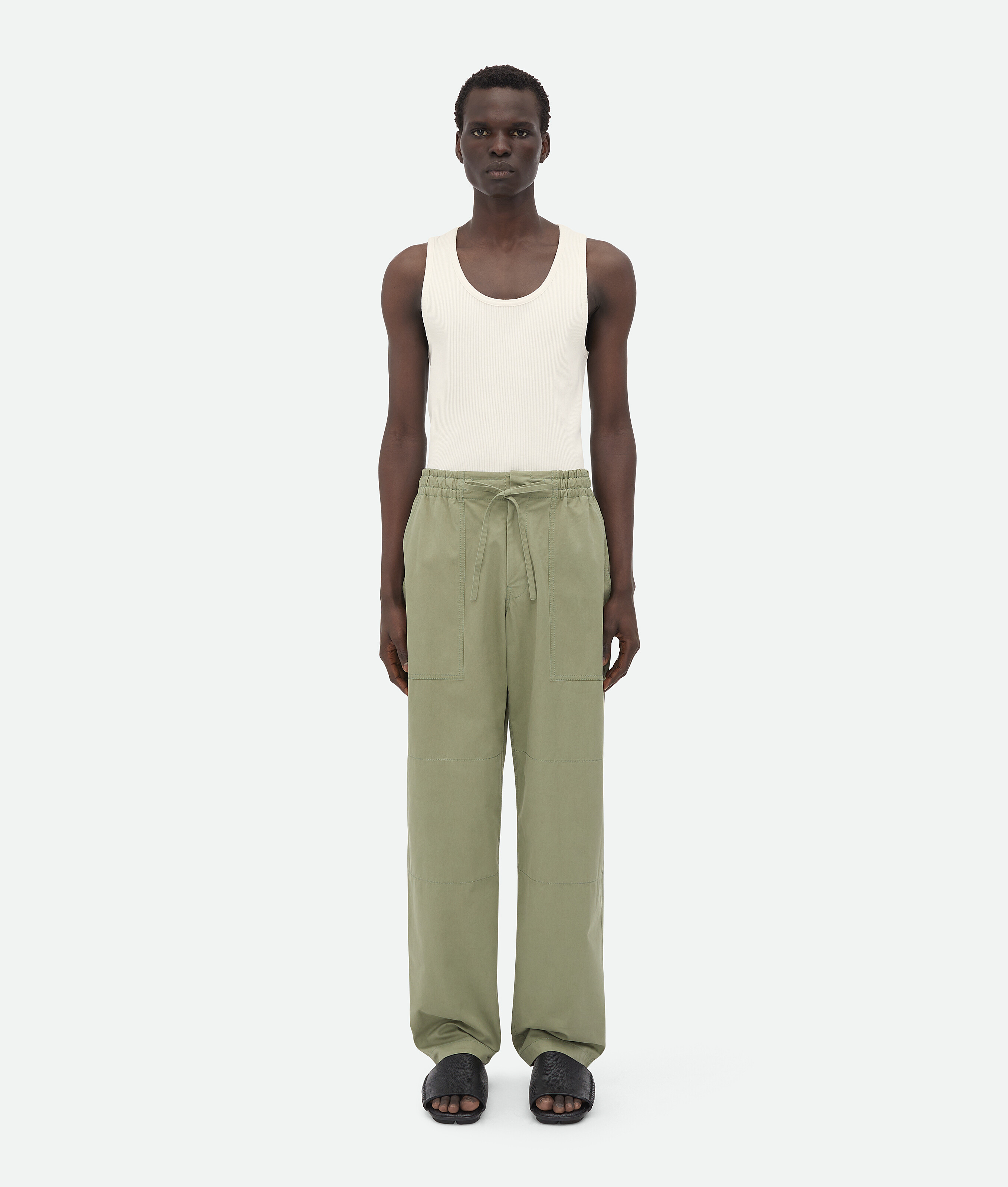 Shop Bottega Veneta Light Cotton Twill Trousers In Juniper