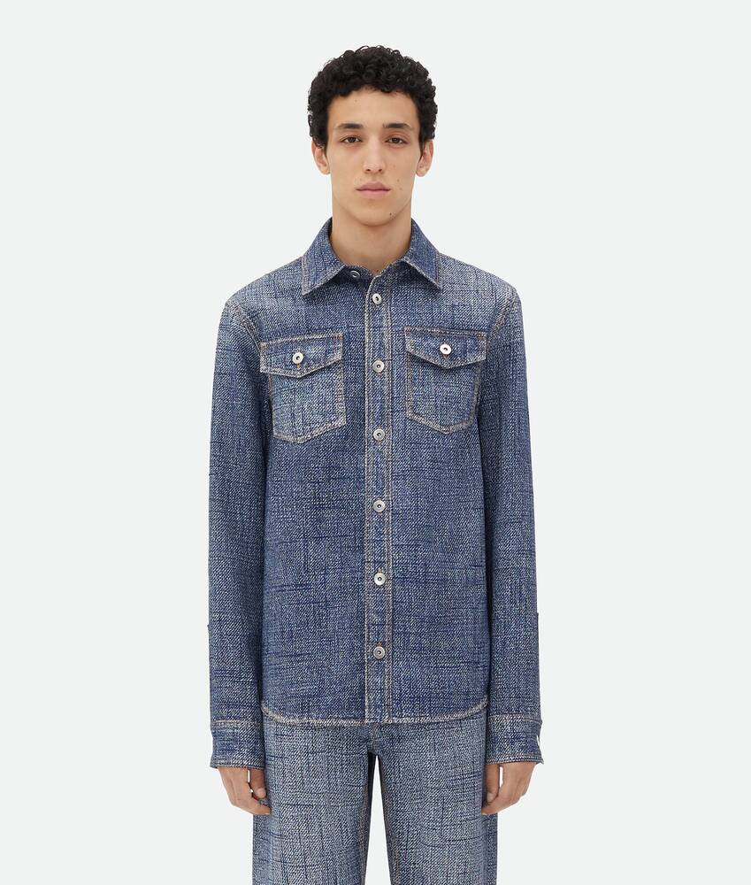 Display a large version of the product image 1 - Textured Denim Viscose Shirt