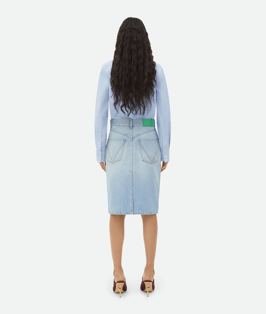 Display a large version of the product image 3 - Light Bleached Denim Midi Skirt